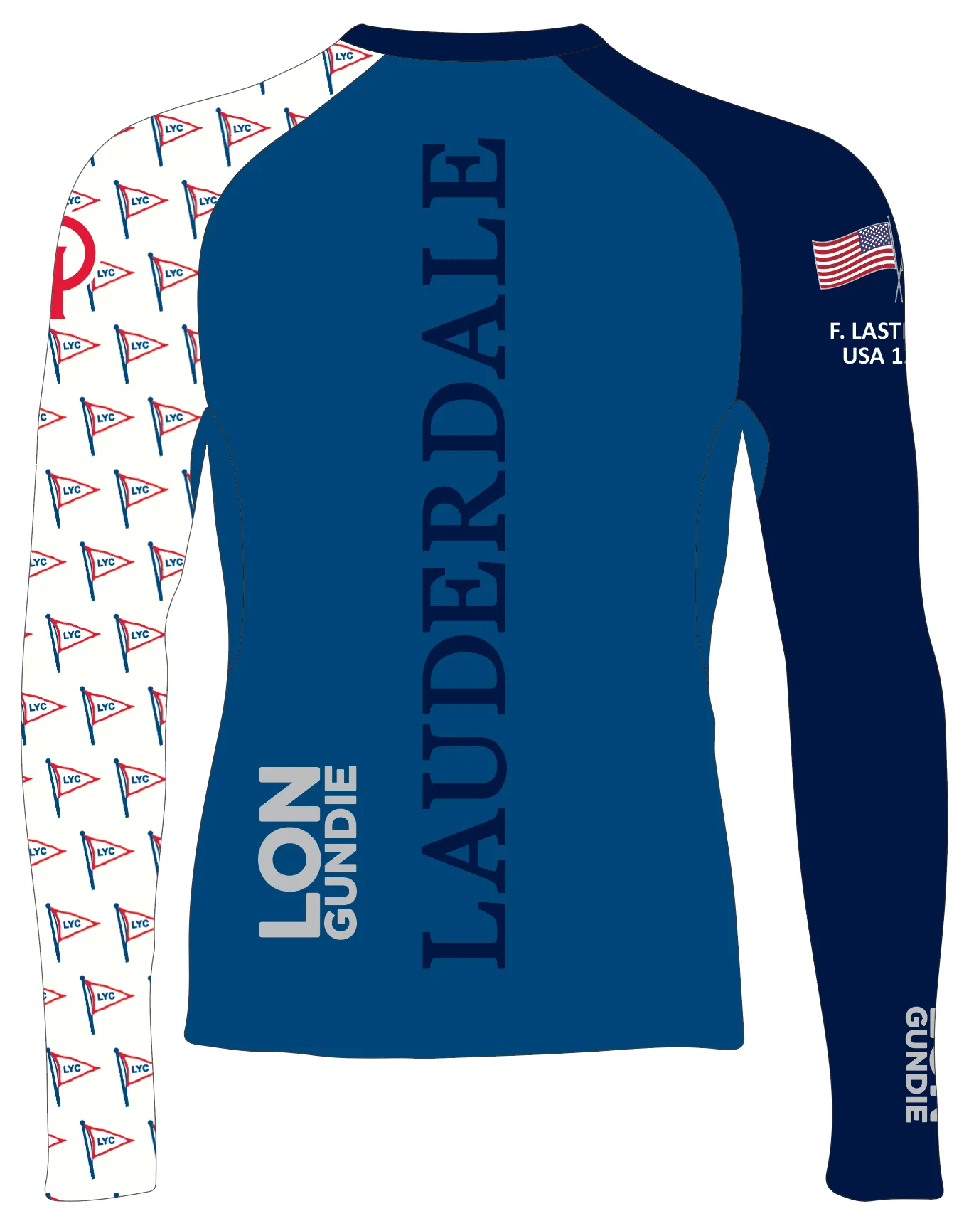 JR RASH GUARD TOP LONG SLEEVE BLUE | LAUDERDALE YACHT CLUB OPTI RED | PSNLZ'D