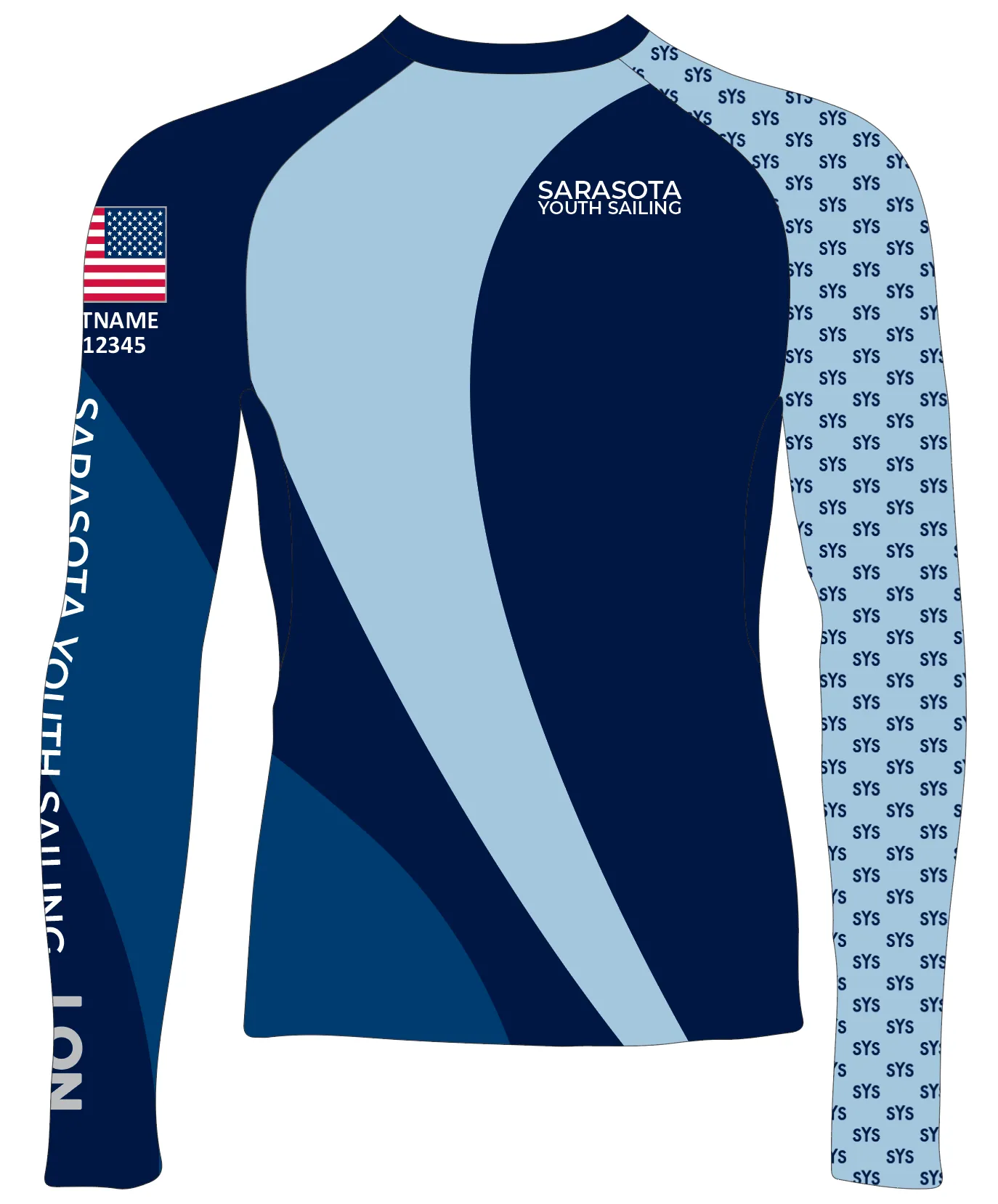 JR RASH GUARD TOP LONG SLEEVE BLUE | SARASOTA YOUTH SAILING | PSNLZ'D