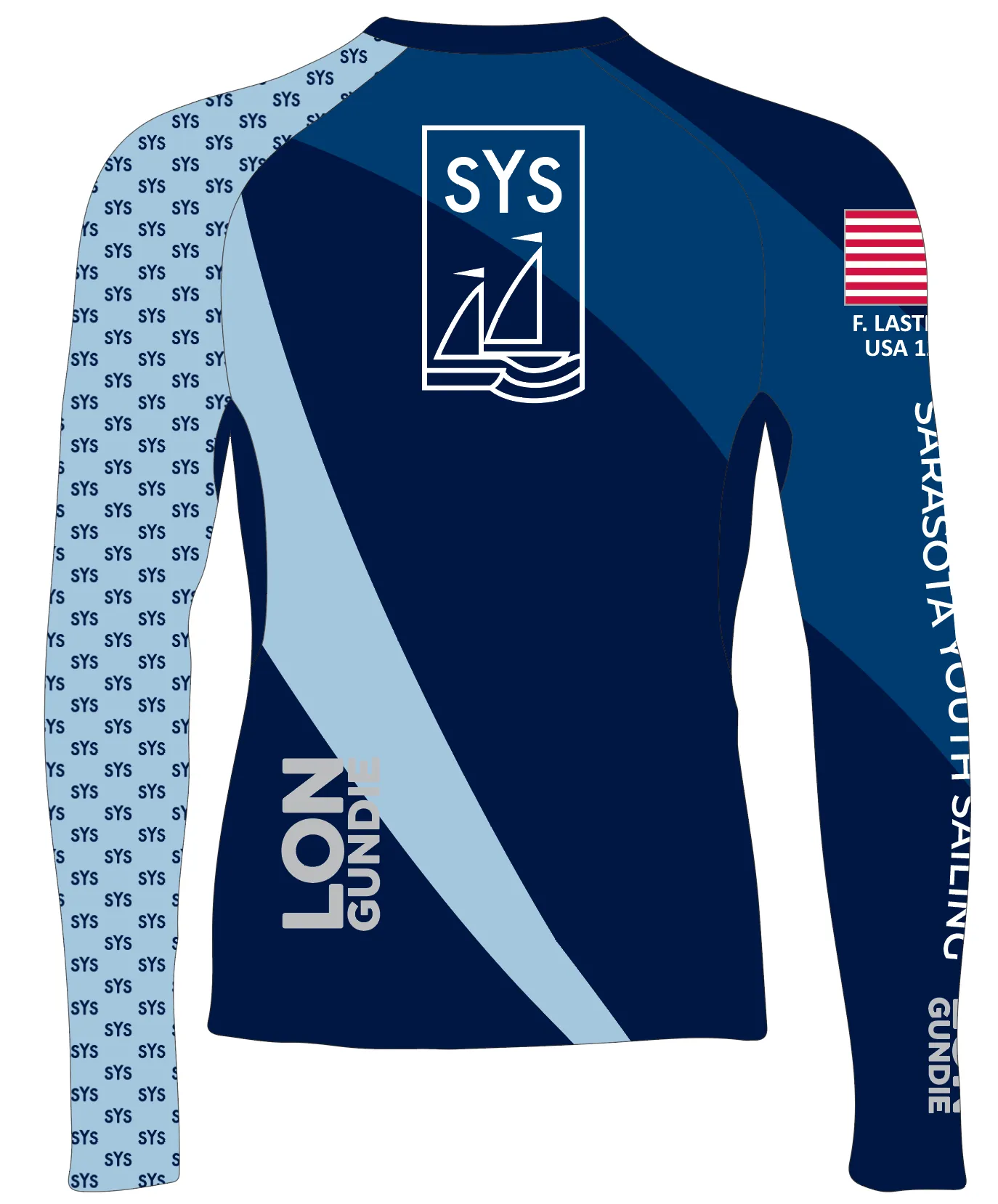 JR RASH GUARD TOP LONG SLEEVE BLUE | SARASOTA YOUTH SAILING | PSNLZ'D