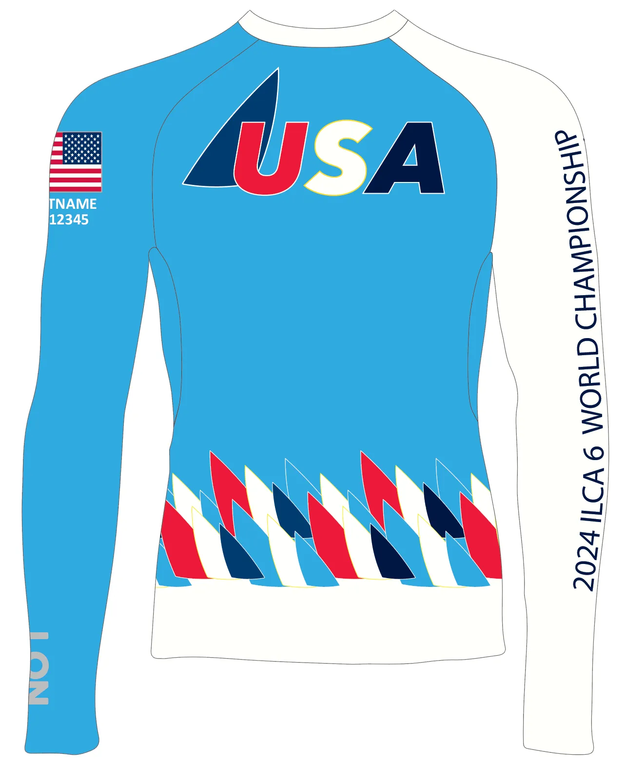 JR RASH GUARD TOP LONG SLEEVE BLUE | US ILCA 6 | PSNLZ'D