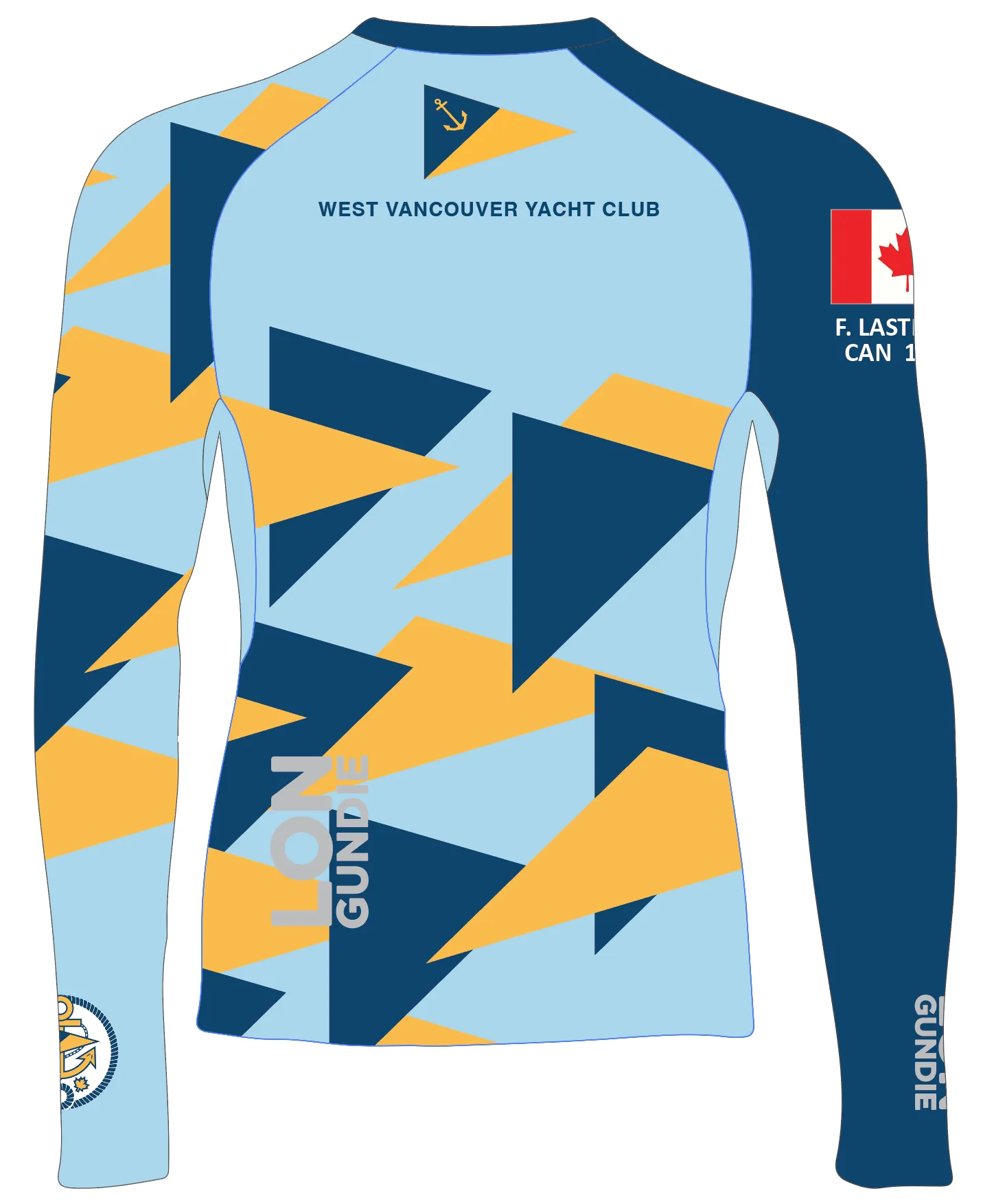 JR RASH GUARD TOP LONG SLEEVE BLUE | WEST VANCOUVER YACHT CLUB | PSNLZ'D