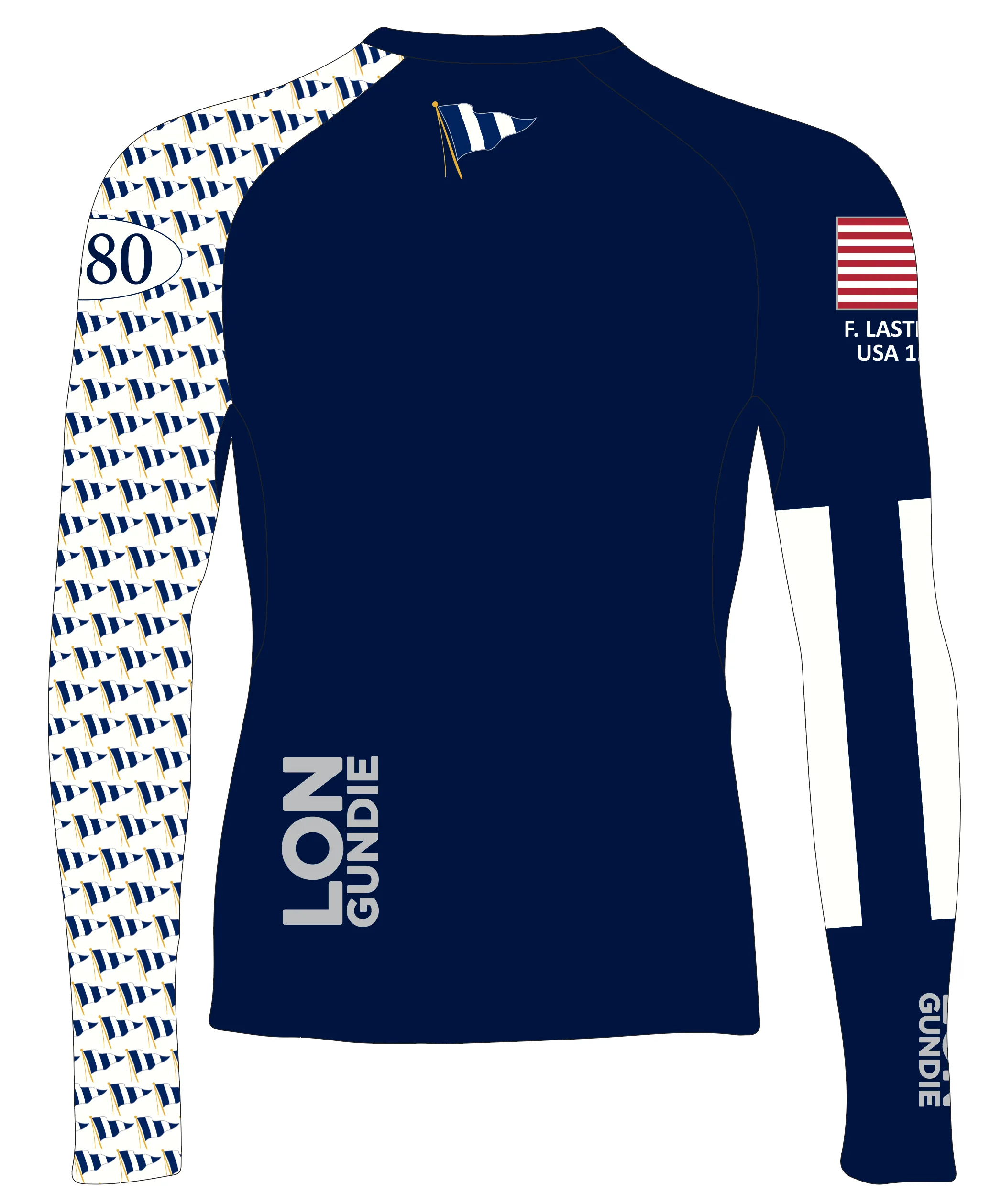 JR RASH GUARD TOP LONG SLEEVE NAVY | LARCHMONT YACHT CLUB | PSNLZ'D