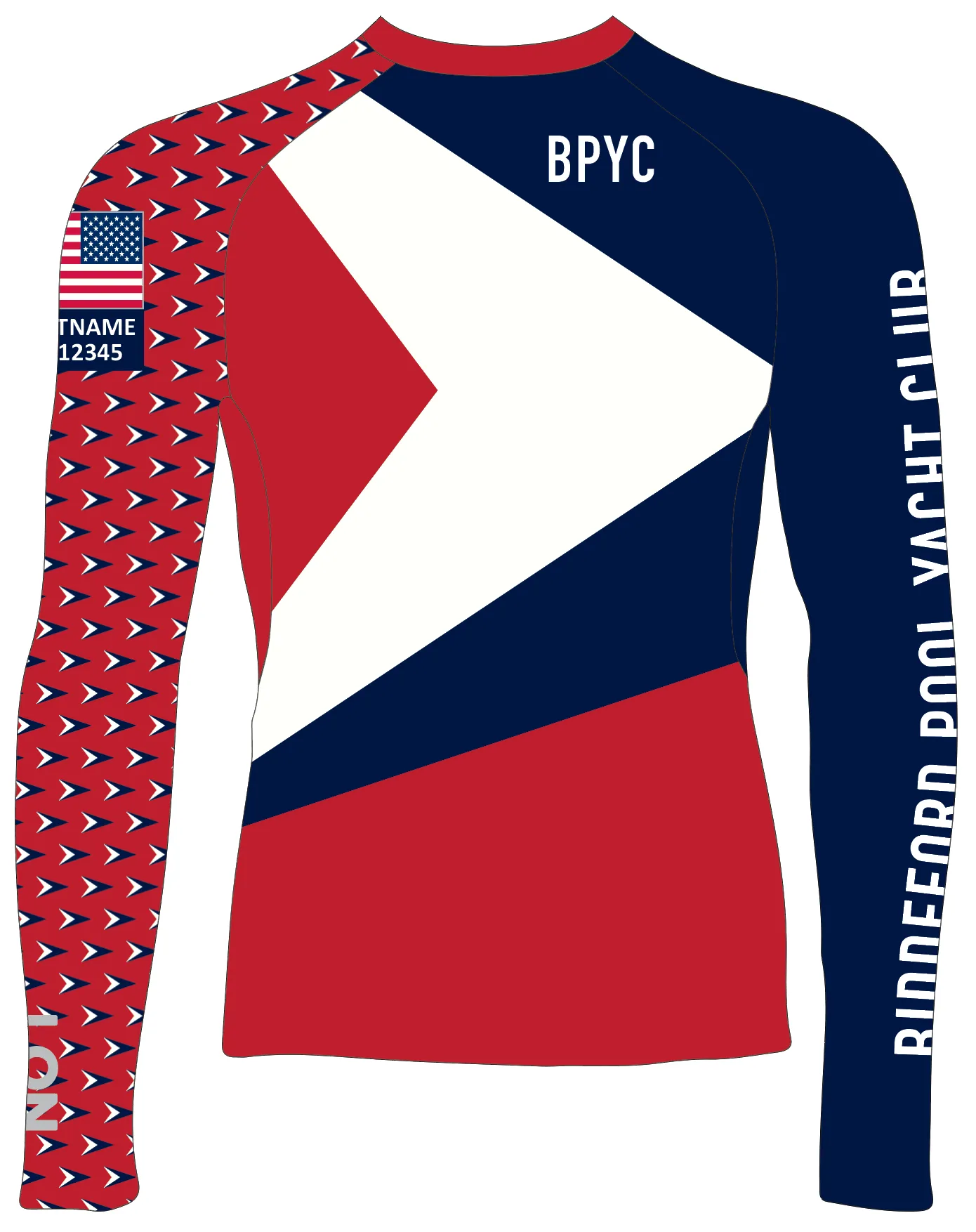 JR RASH GUARD TOP LONG SLEEVE RED | BIDDEFORD POOL YC | PSNLZ'D