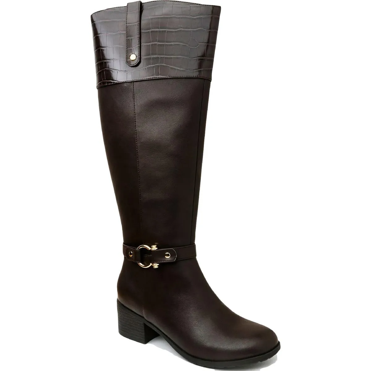 Karen Scott Womens Vickyy Faux Leather Embossed Knee-High Boots