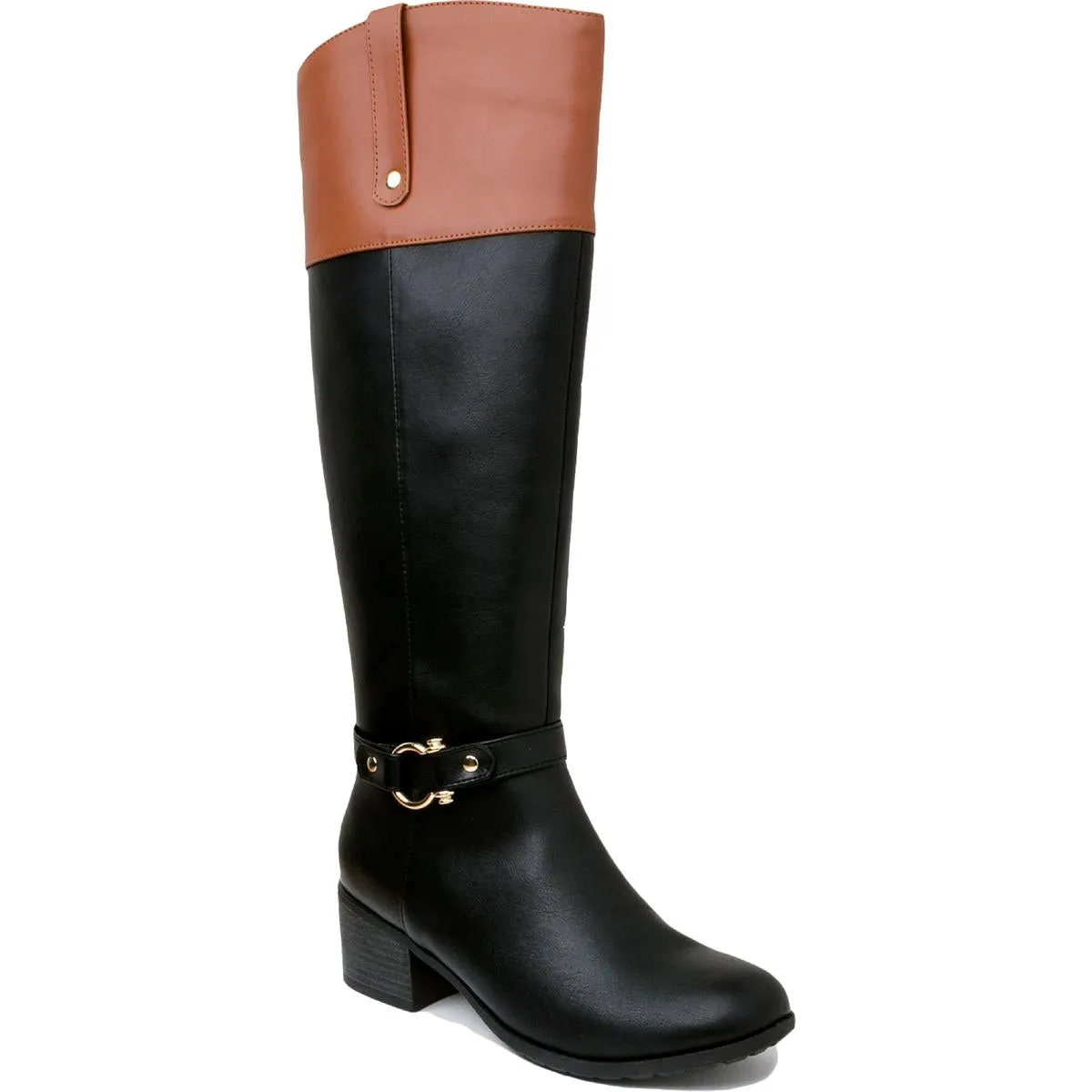 Karen Scott Womens Vickyy Faux Leather Embossed Knee-High Boots