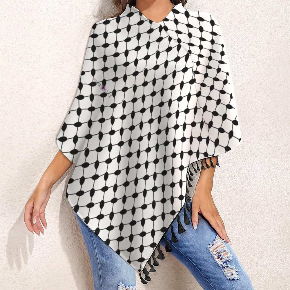 keffiyeh Knitted Cloaks with Tassel Cape