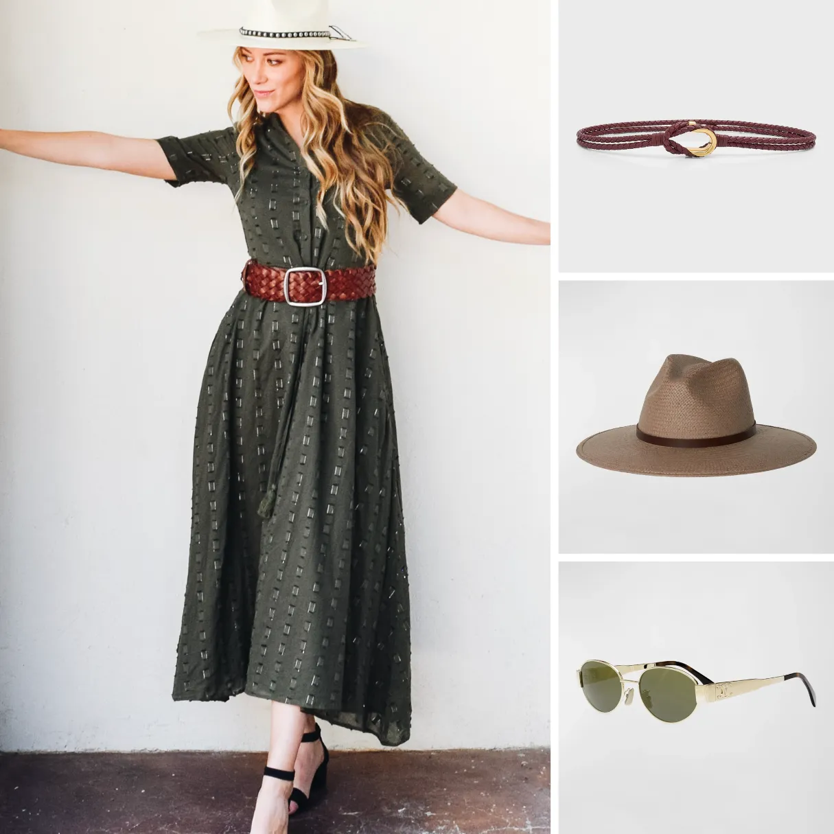 Kelli Short Sleeve Maxi Olive Geo