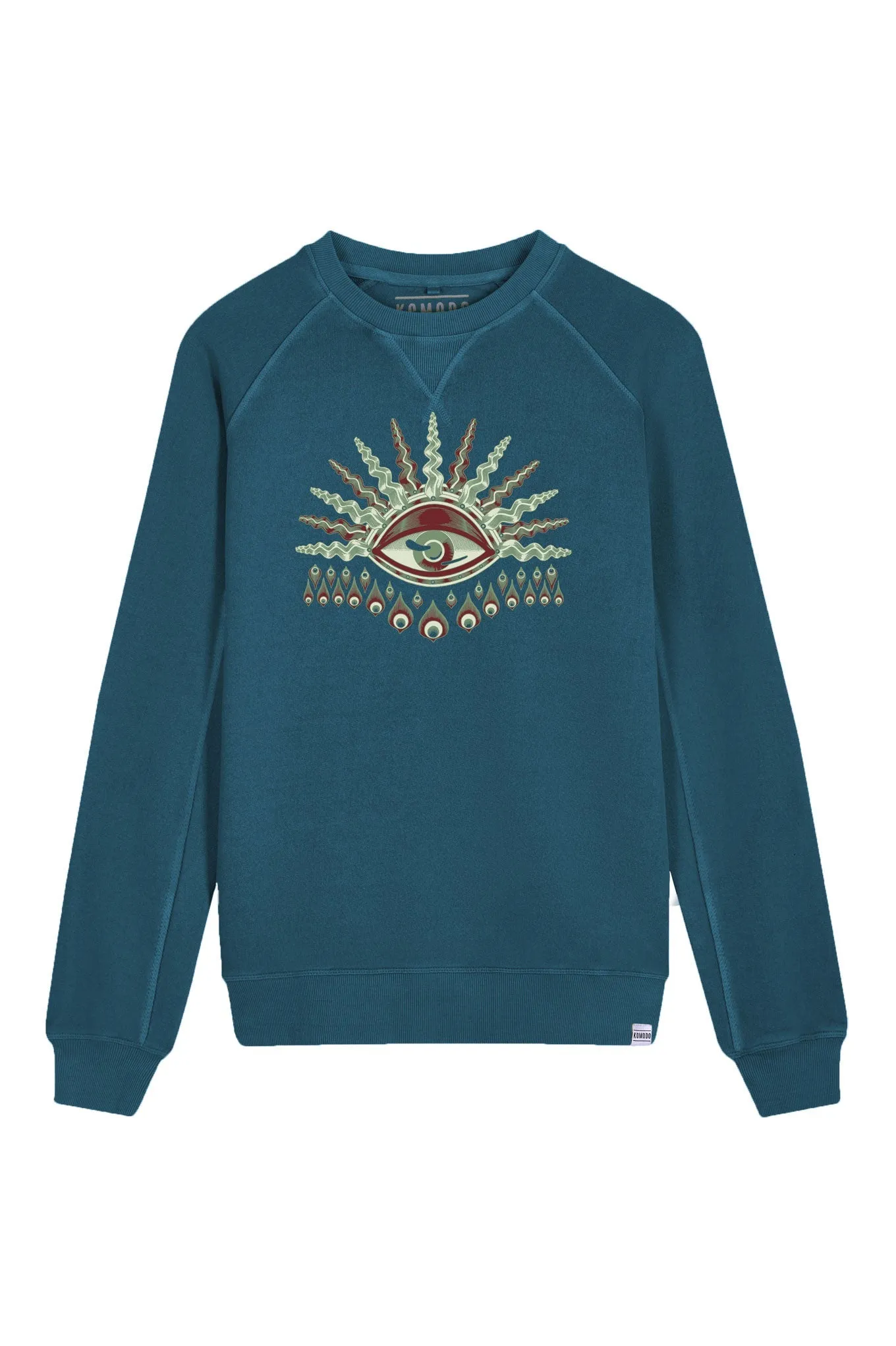 KOMODO'S EYE - GOTS Organic Cotton Crewneck Teal Blue