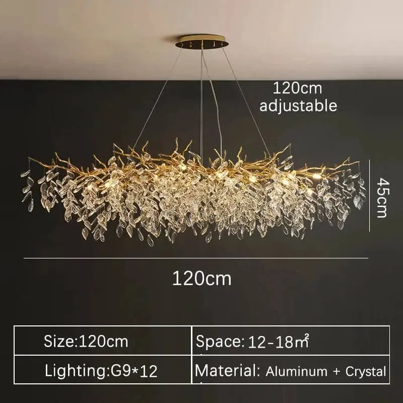 Large Modern Chandelier with Crystal Branches and Pendants