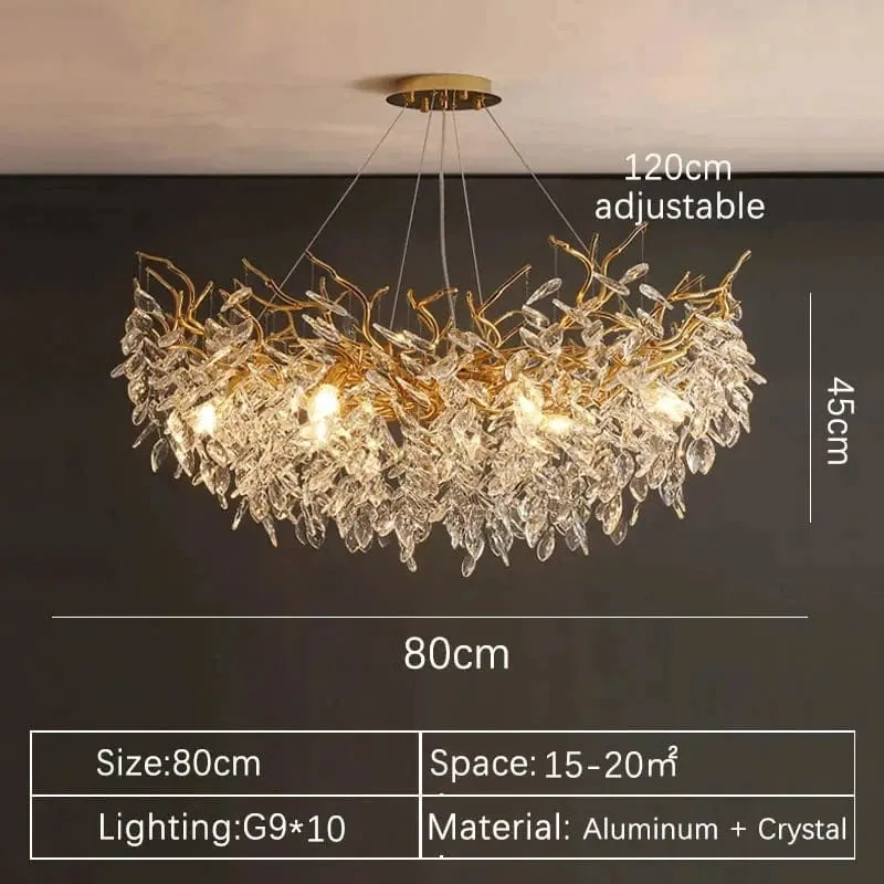 Large Modern Chandelier with Crystal Branches and Pendants