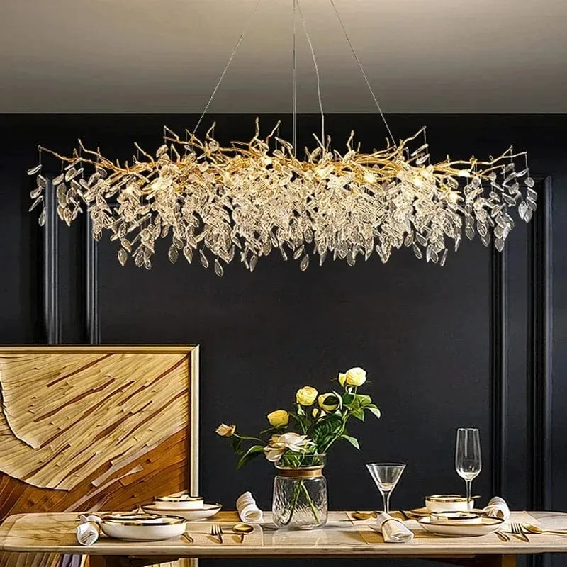 Large Modern Chandelier with Crystal Branches and Pendants