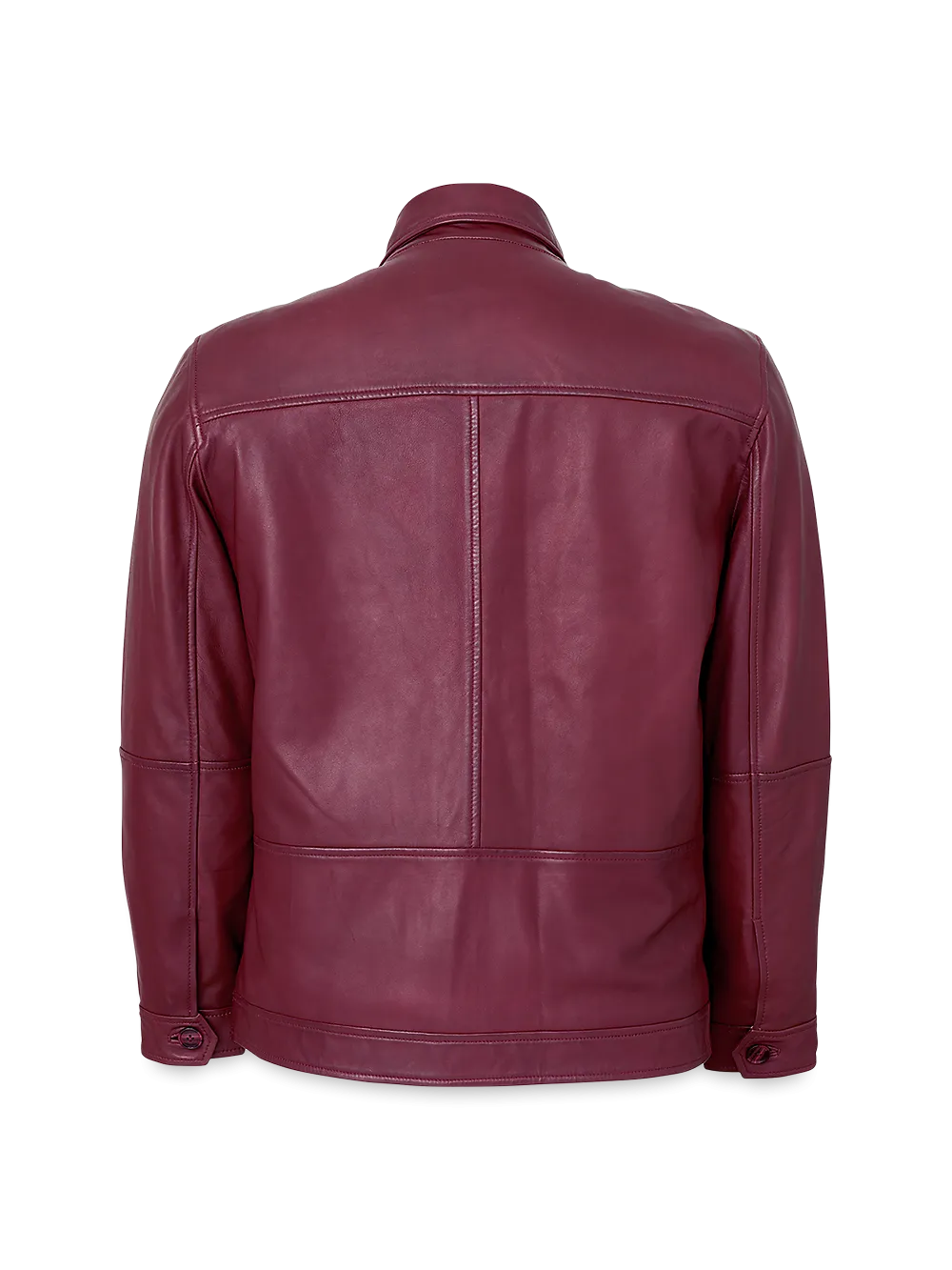 Leather Bomber Jacket - Burgundy