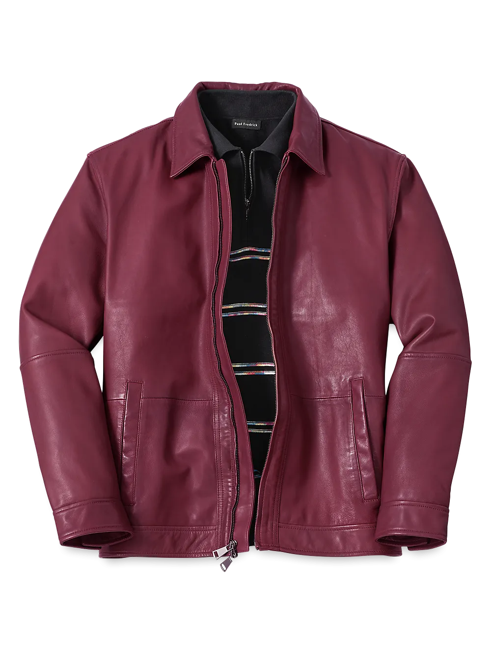 Leather Bomber Jacket - Burgundy