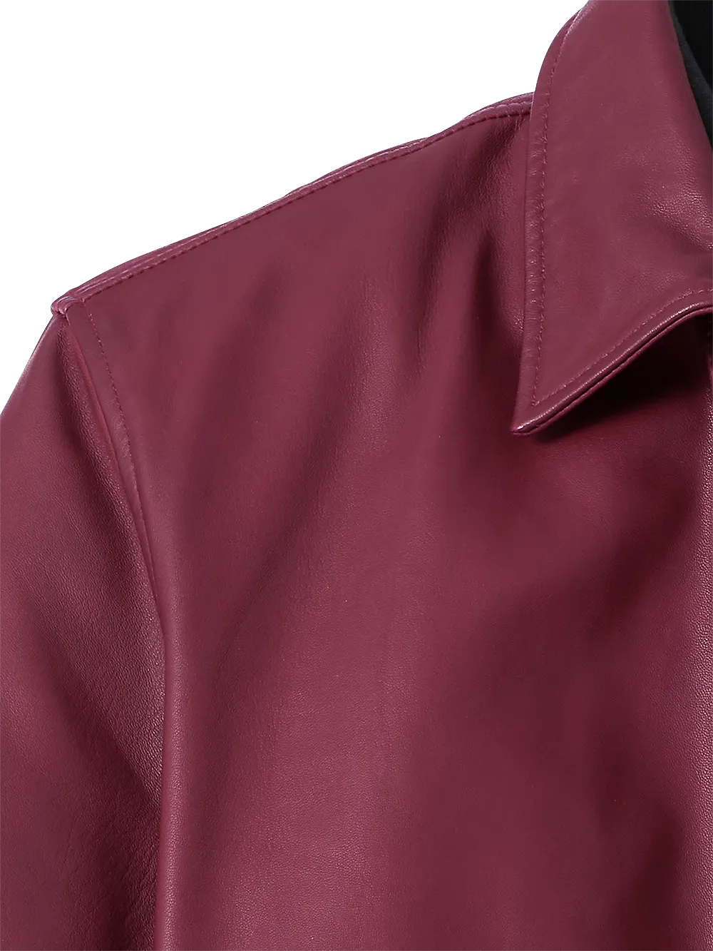 Leather Bomber Jacket - Burgundy