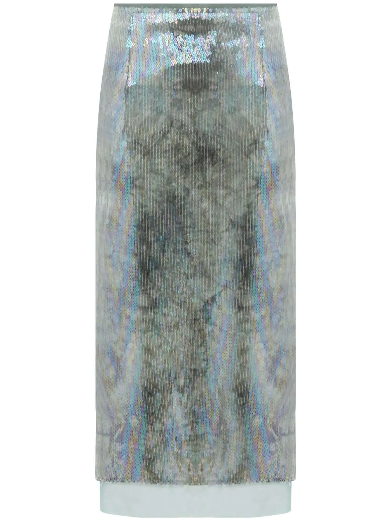 Light Mint Green Tie Dye Sequined Midi Skirt