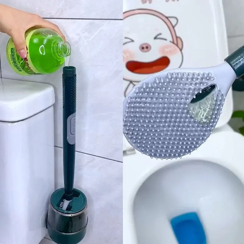 Liquid-filled silicone toilet brush - effective cleaning