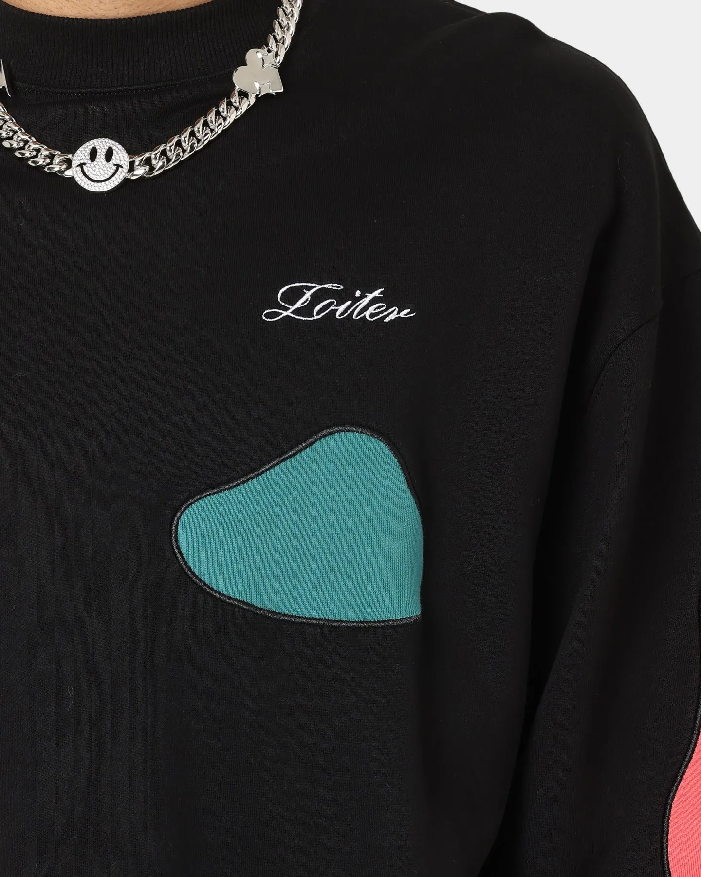 Loiter Inset Crewneck Black/Multi-Coloured