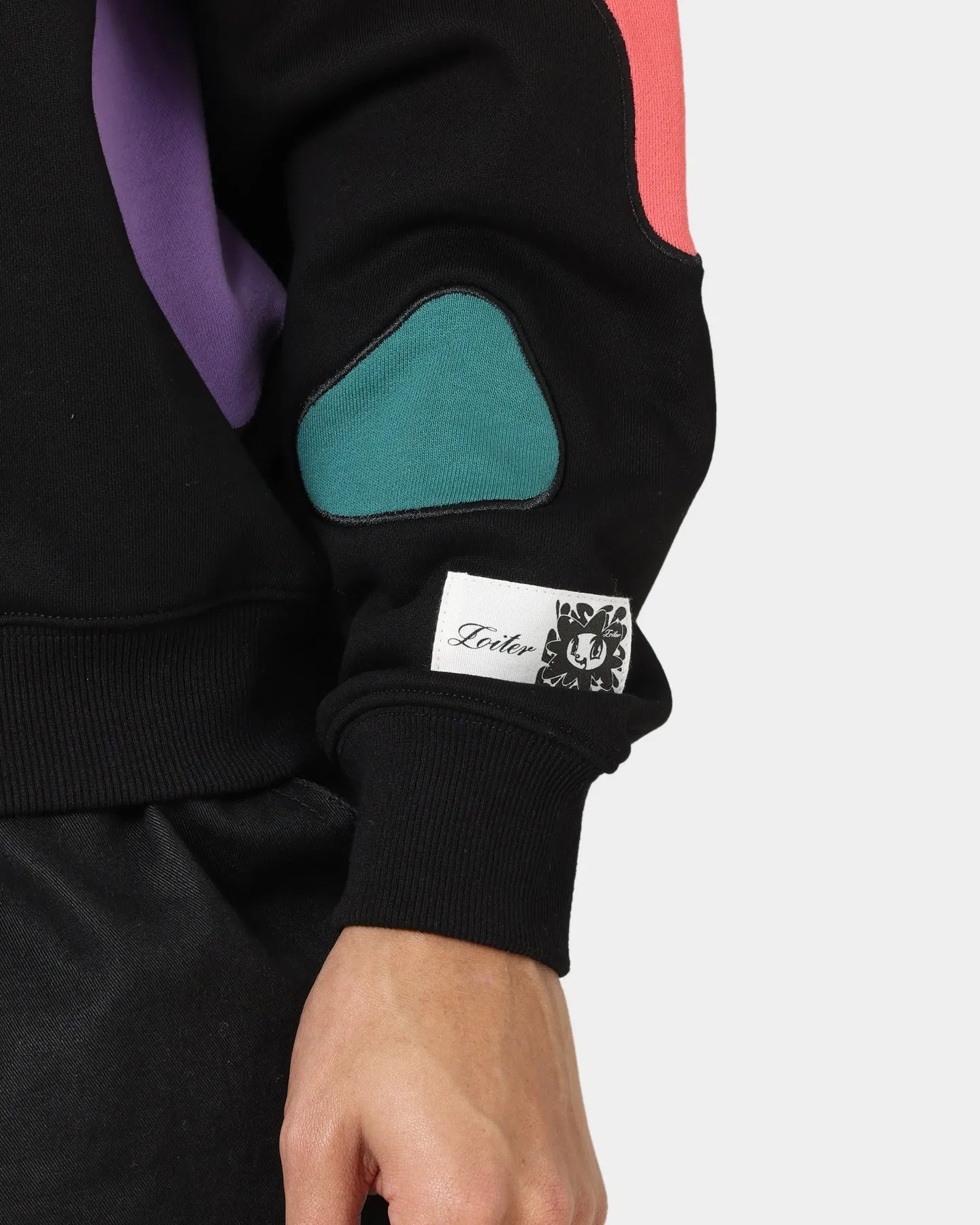 Loiter Inset Crewneck Black/Multi-Coloured