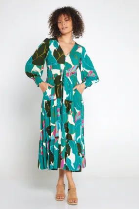 Makena Long Sleeve Maxi - Green Print