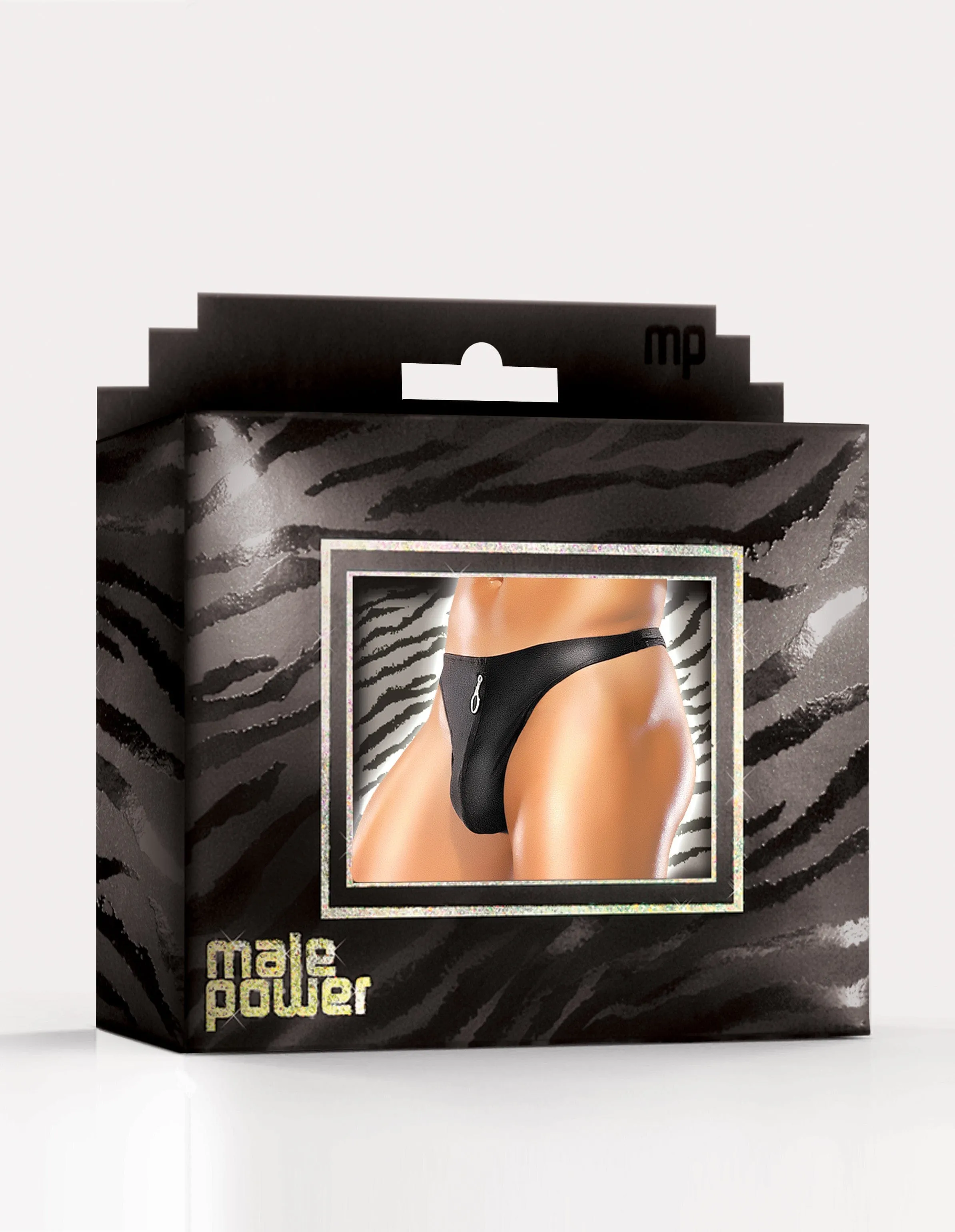 Male Power Zipper Thong Blk