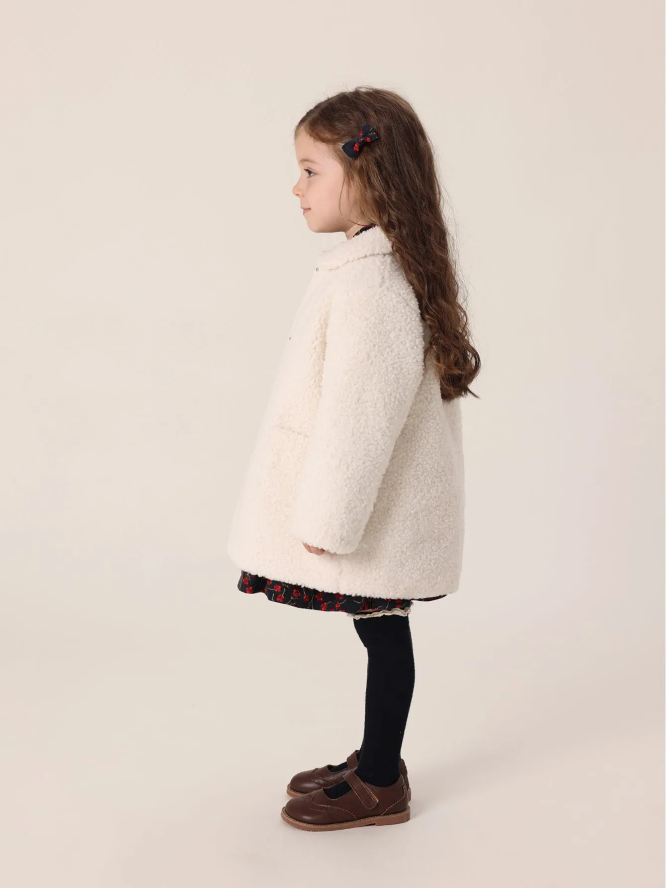 MARC & JANIE Girls Faux Alpaca Mid-Length Fleece Coat 221723