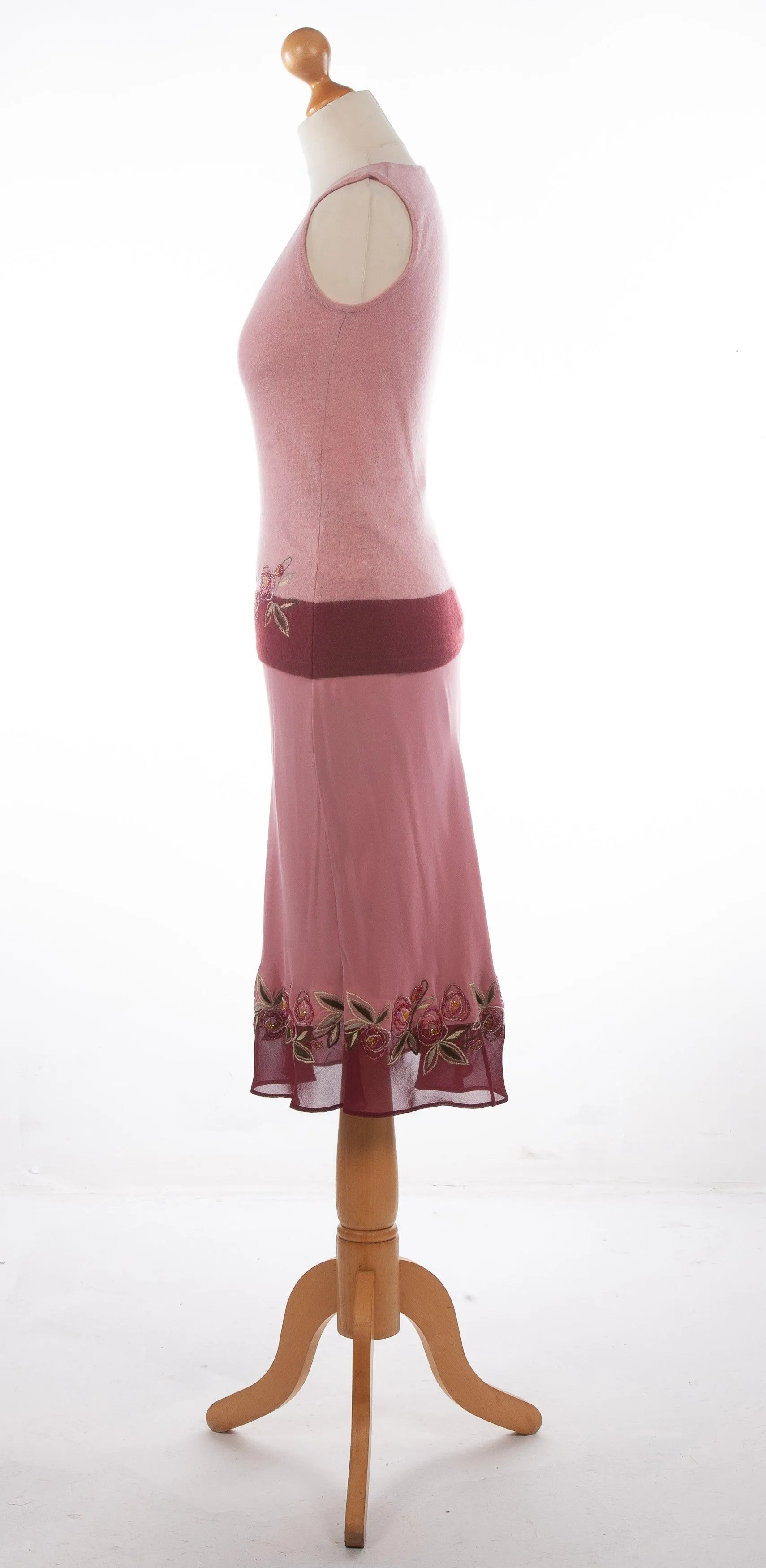 Maria Grachvogel Embellished Skirt with Wool Top Dusky Pink Size S BNWT