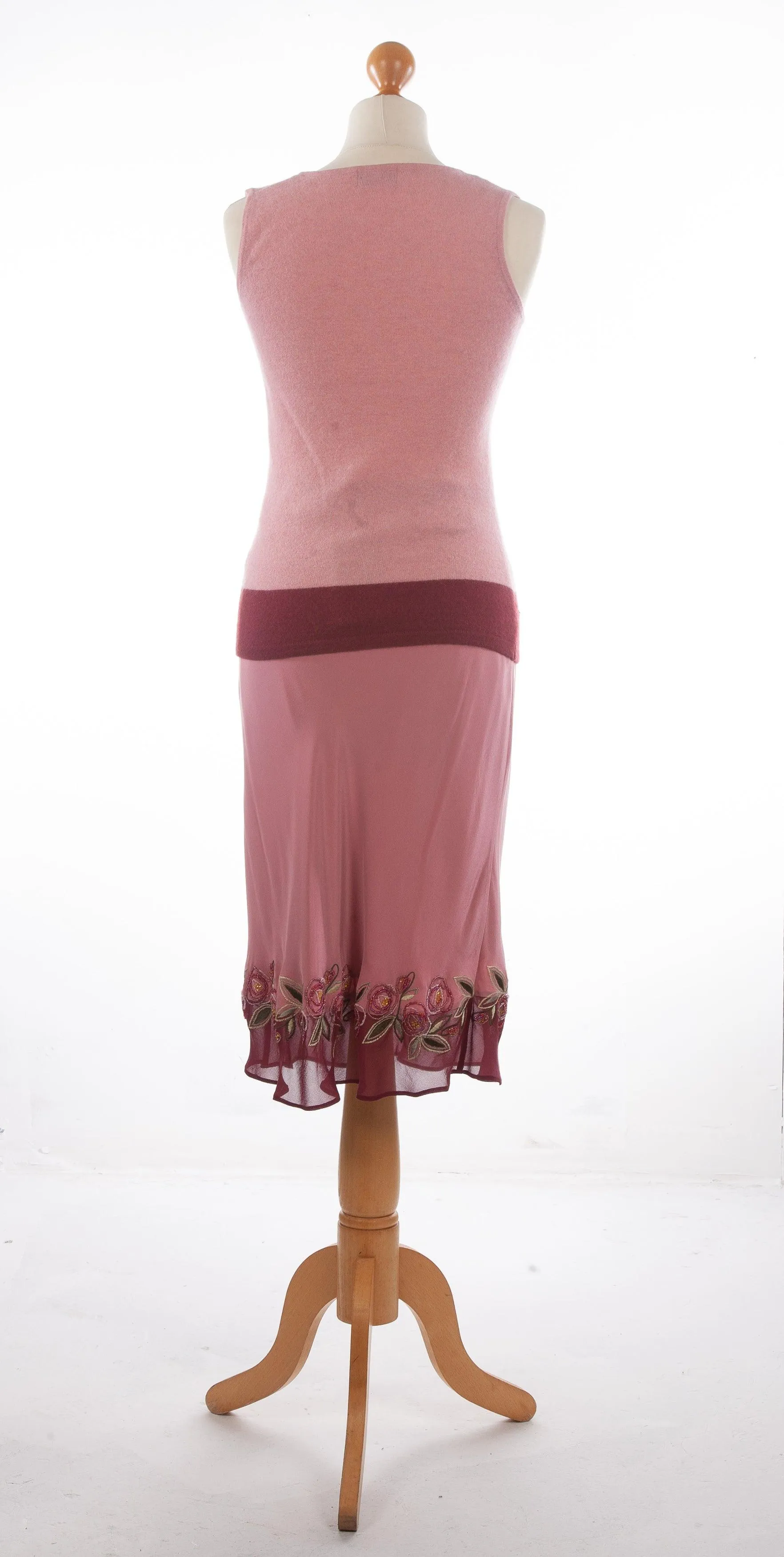 Maria Grachvogel Embellished Skirt with Wool Top Dusky Pink Size S BNWT