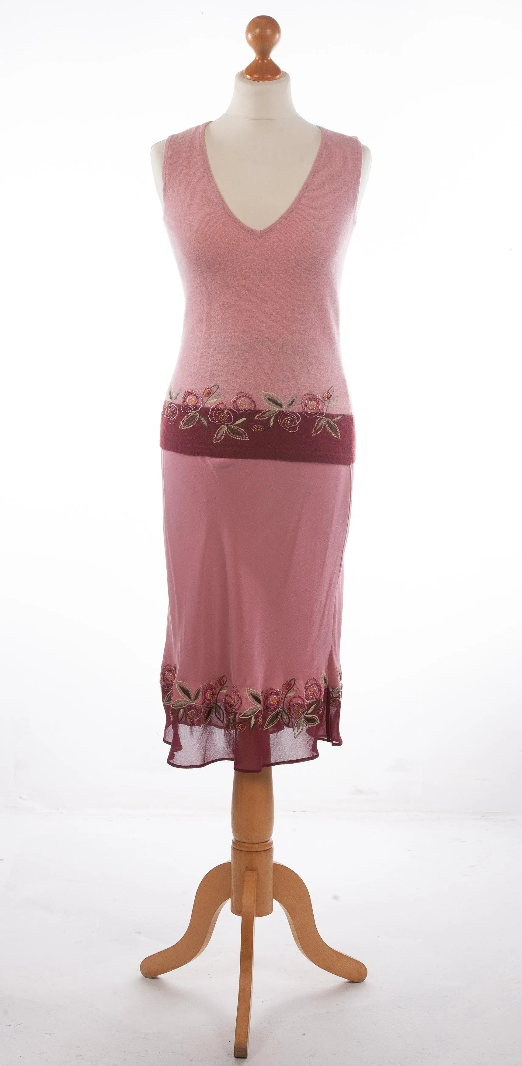 Maria Grachvogel Embellished Skirt with Wool Top Dusky Pink Size S BNWT