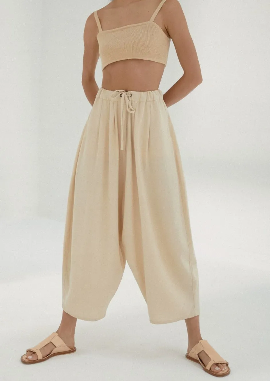 Maxi Linen Pants, Sand