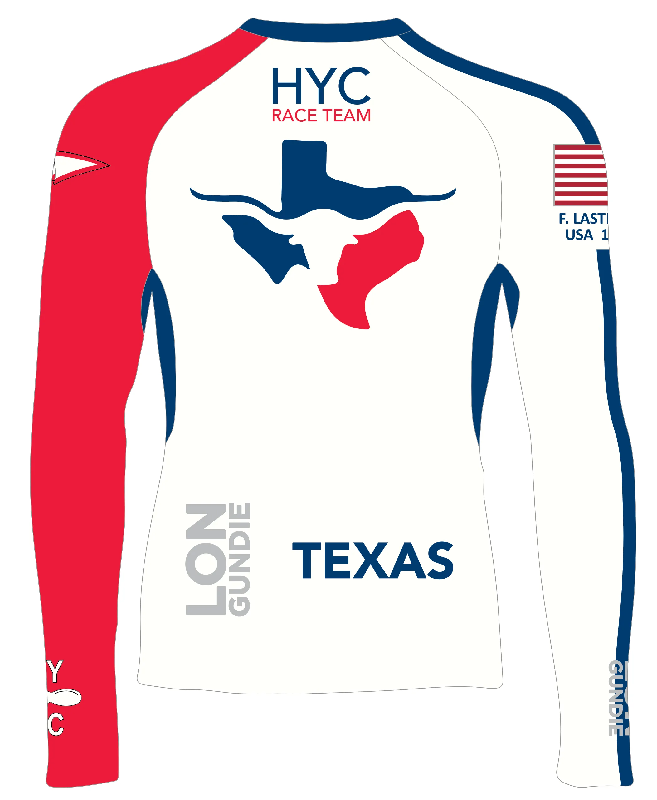 MEN RASH GUARD TOP FITTED WHITE | HOUSTON YACHT CLUB | PSNLZ'D