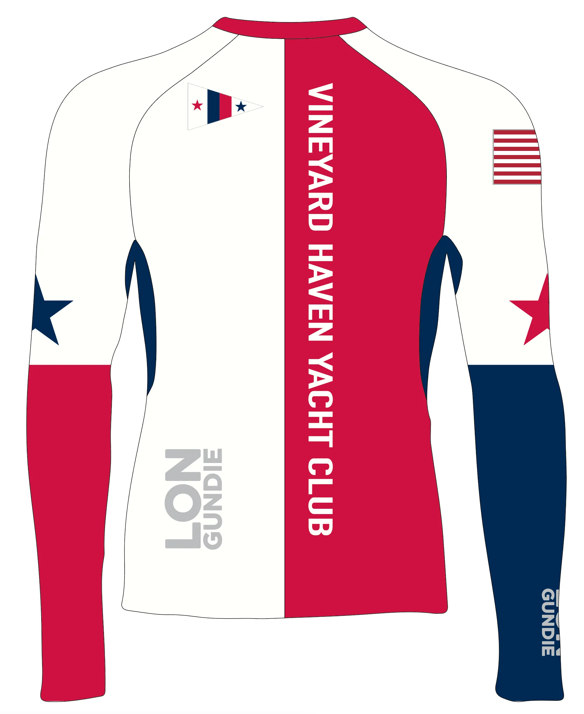 MEN RASH GUARD TOP FITTED WHITE | VINEYARD HAVEN YACHT CLUB