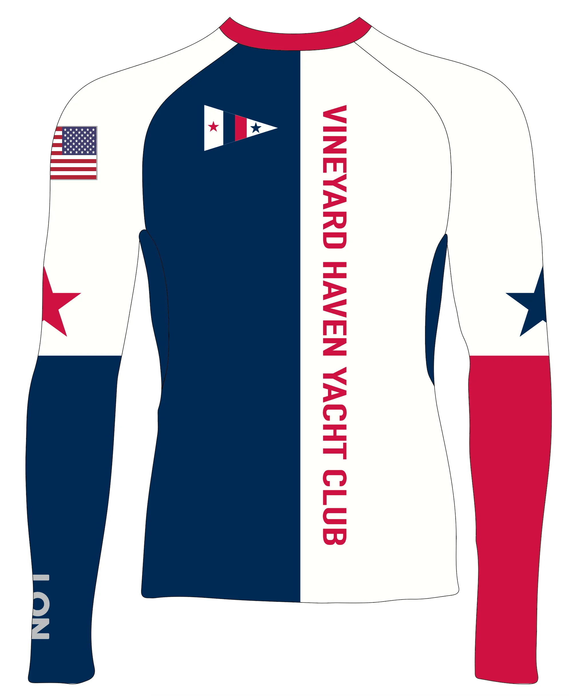 MEN RASH GUARD TOP FITTED WHITE | VINEYARD HAVEN YACHT CLUB