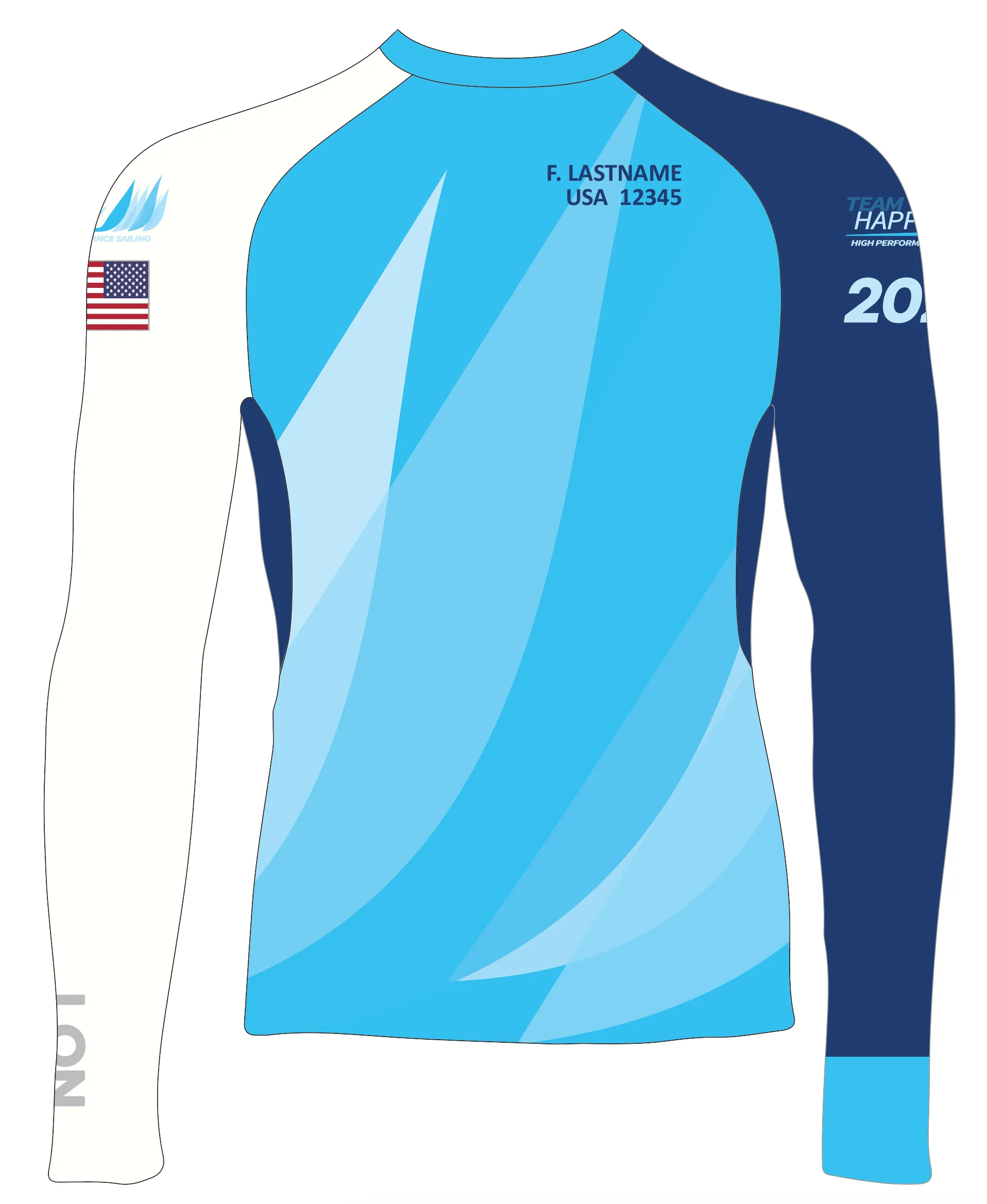 MEN RASH GUARD TOP LONG SLEEVE BLUE | TEAM HAPPY | PSNLZ'D