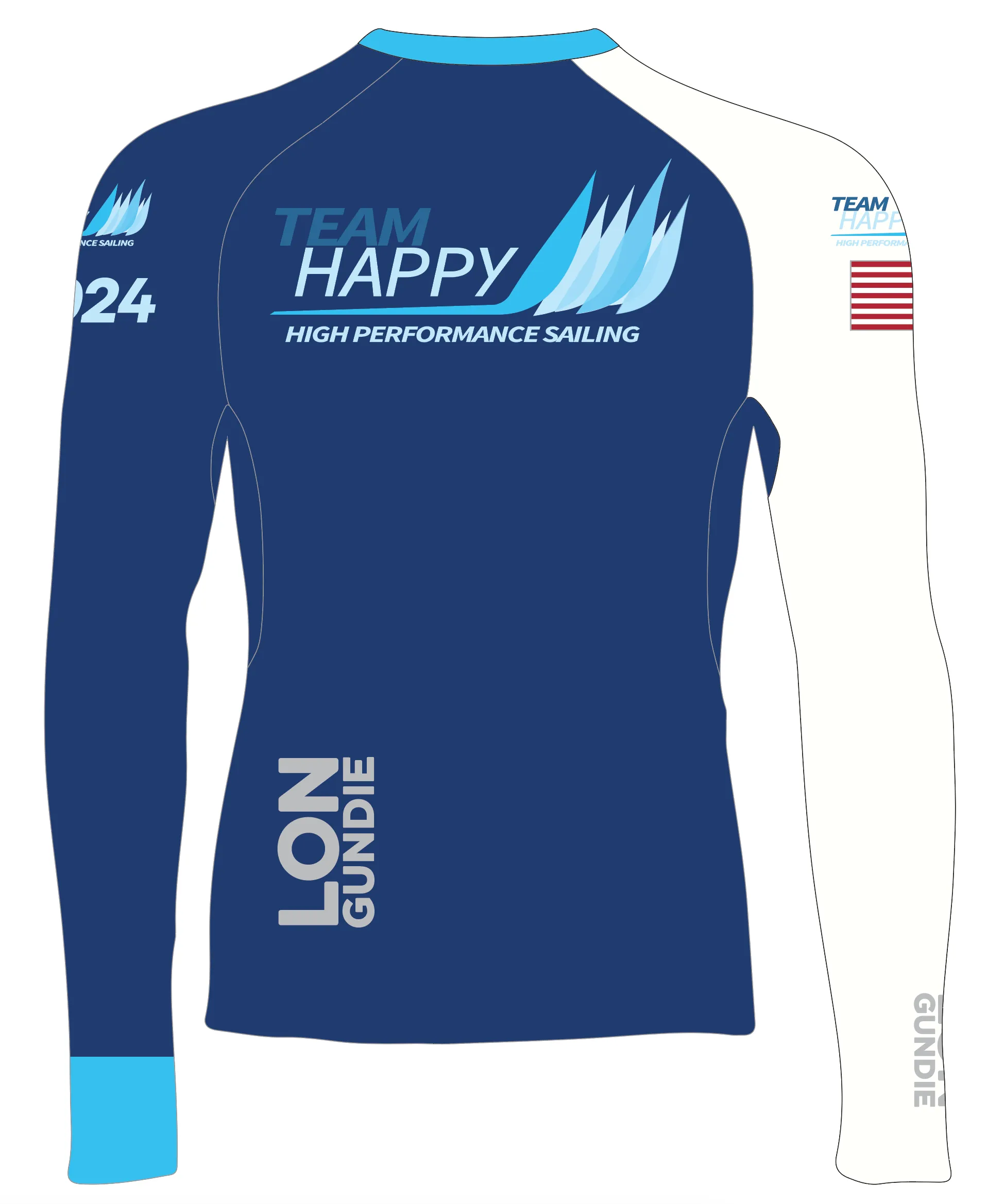 MEN RASH GUARD TOP LONG SLEEVE BLUE | TEAM HAPPY | PSNLZ'D