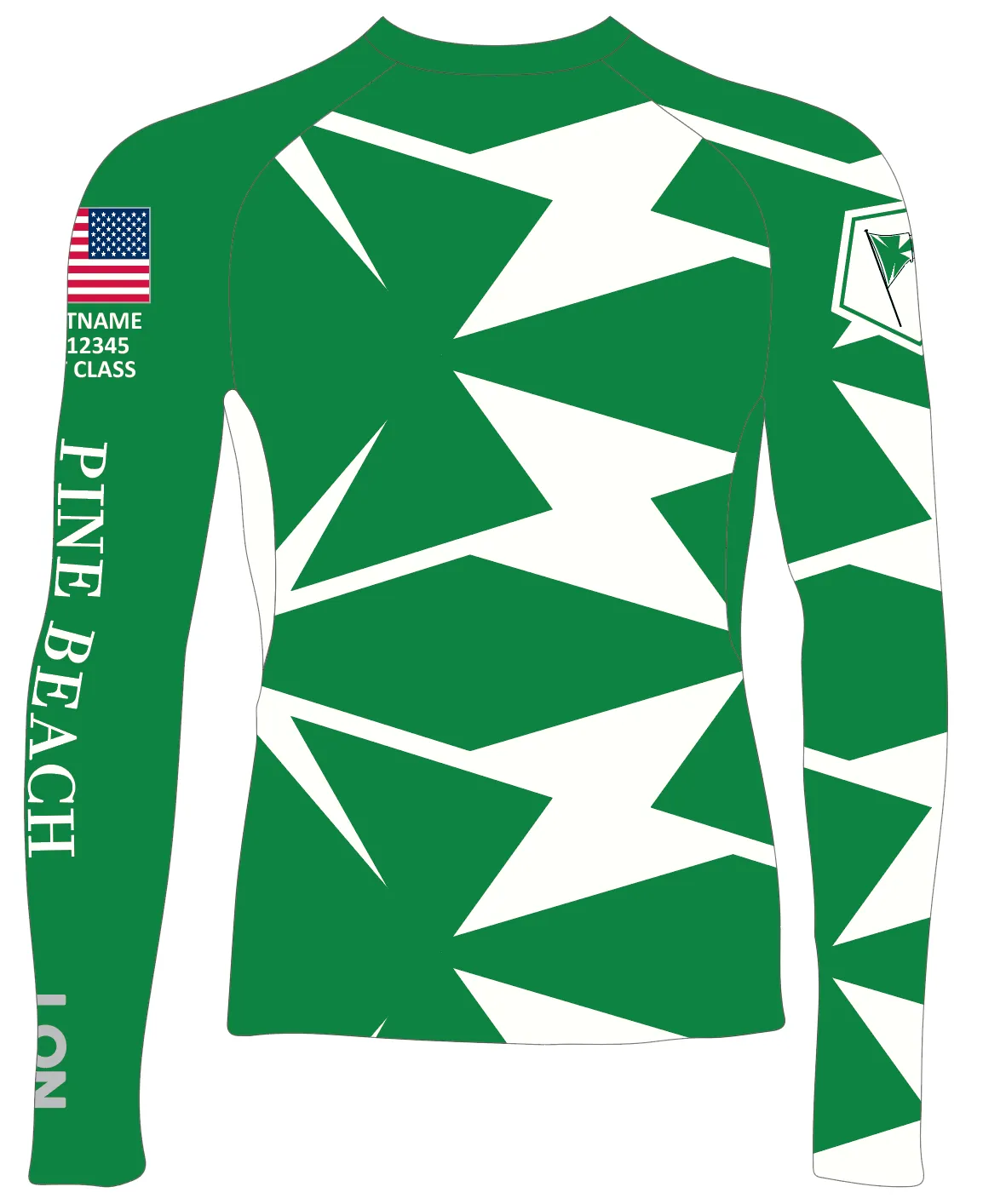 MEN RASH GUARD TOP LONG SLEEVE GREEN | PINE BEACH YACHT CLUB | PSNLZ'D