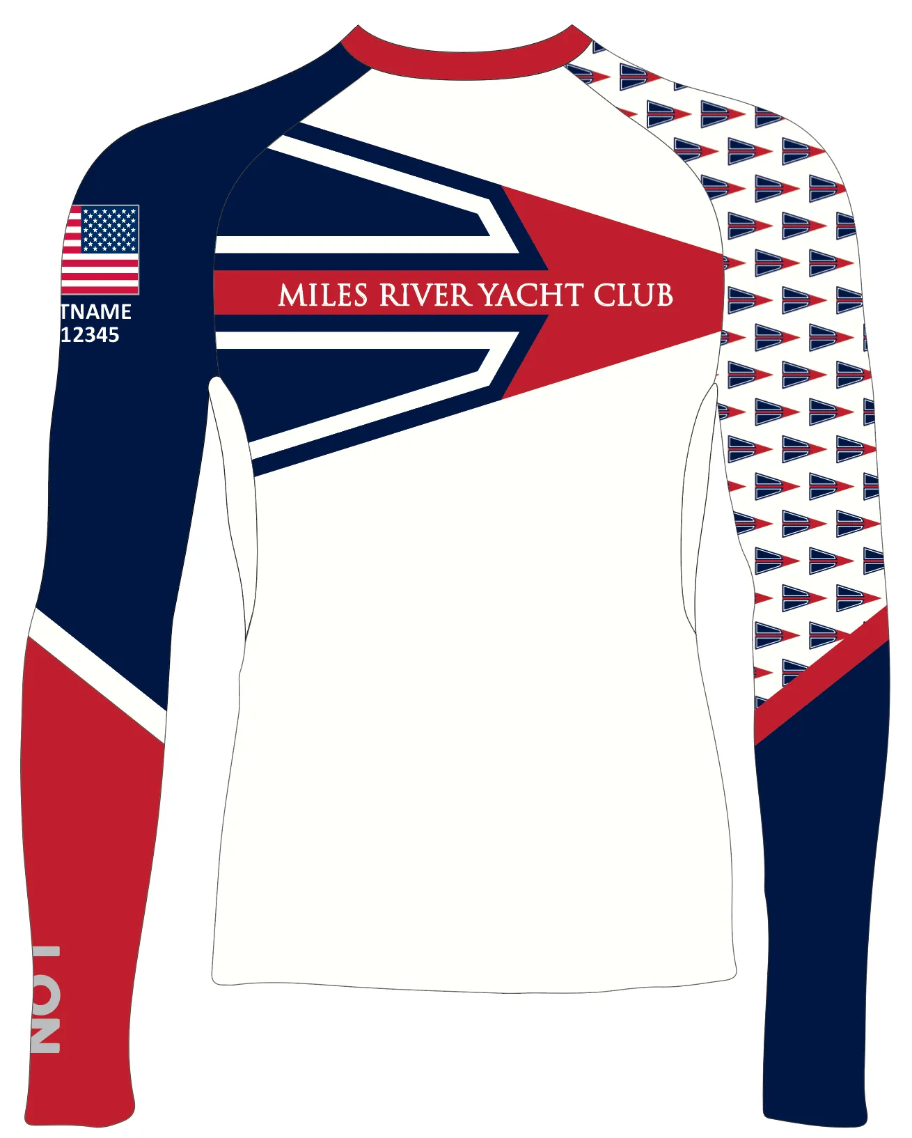 MEN RASH GUARD TOP LONG SLEEVE NAVY | MILES RIVER YACHT CLUB | PSNLZ'D