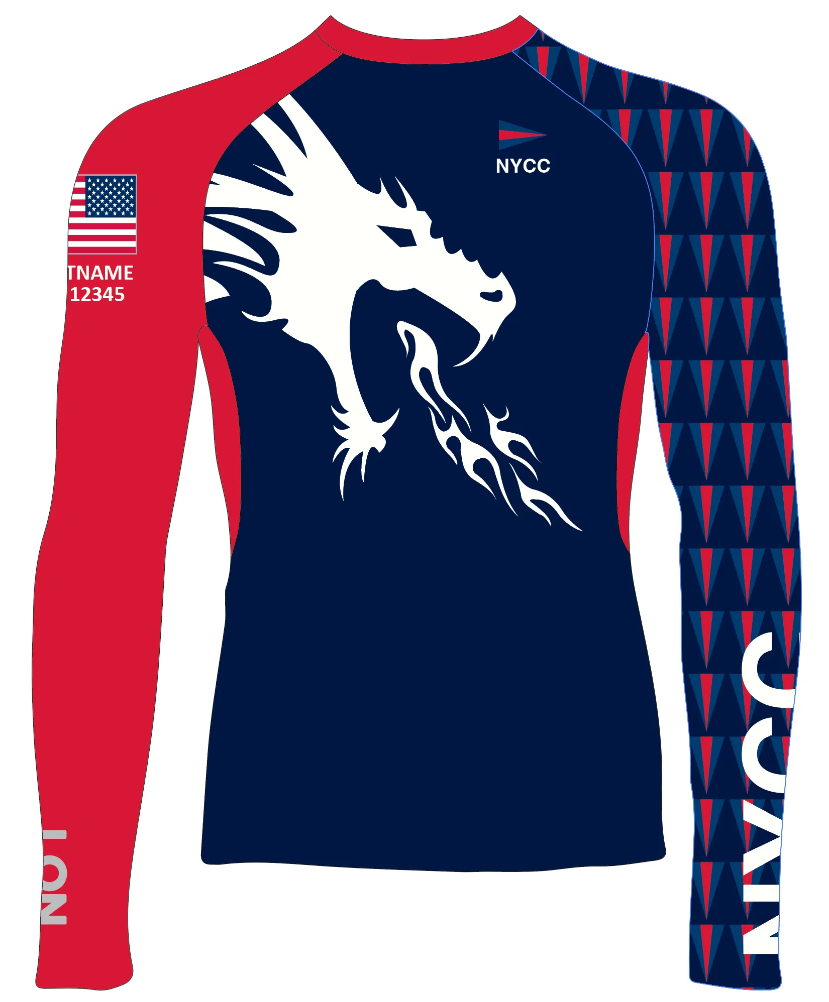 MEN RASH GUARD TOP LONG SLEEVE NAVY | NORFOLK YACHT CLUB | PSNLZ'D