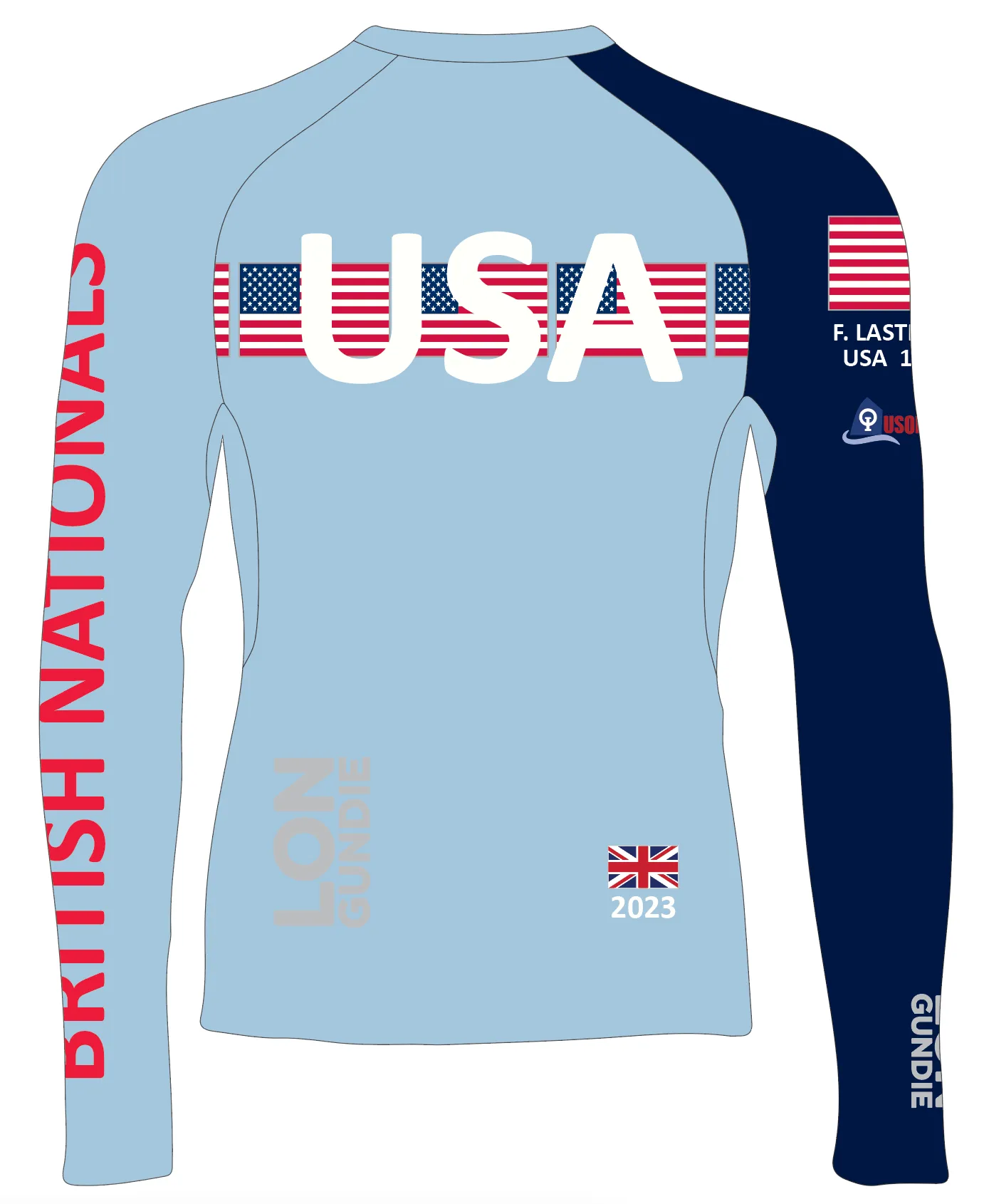 MEN RASH GUARD TOP LONG SLEEVE NAVY | USODA BRITISH NATIONALS | PSNLZ'D