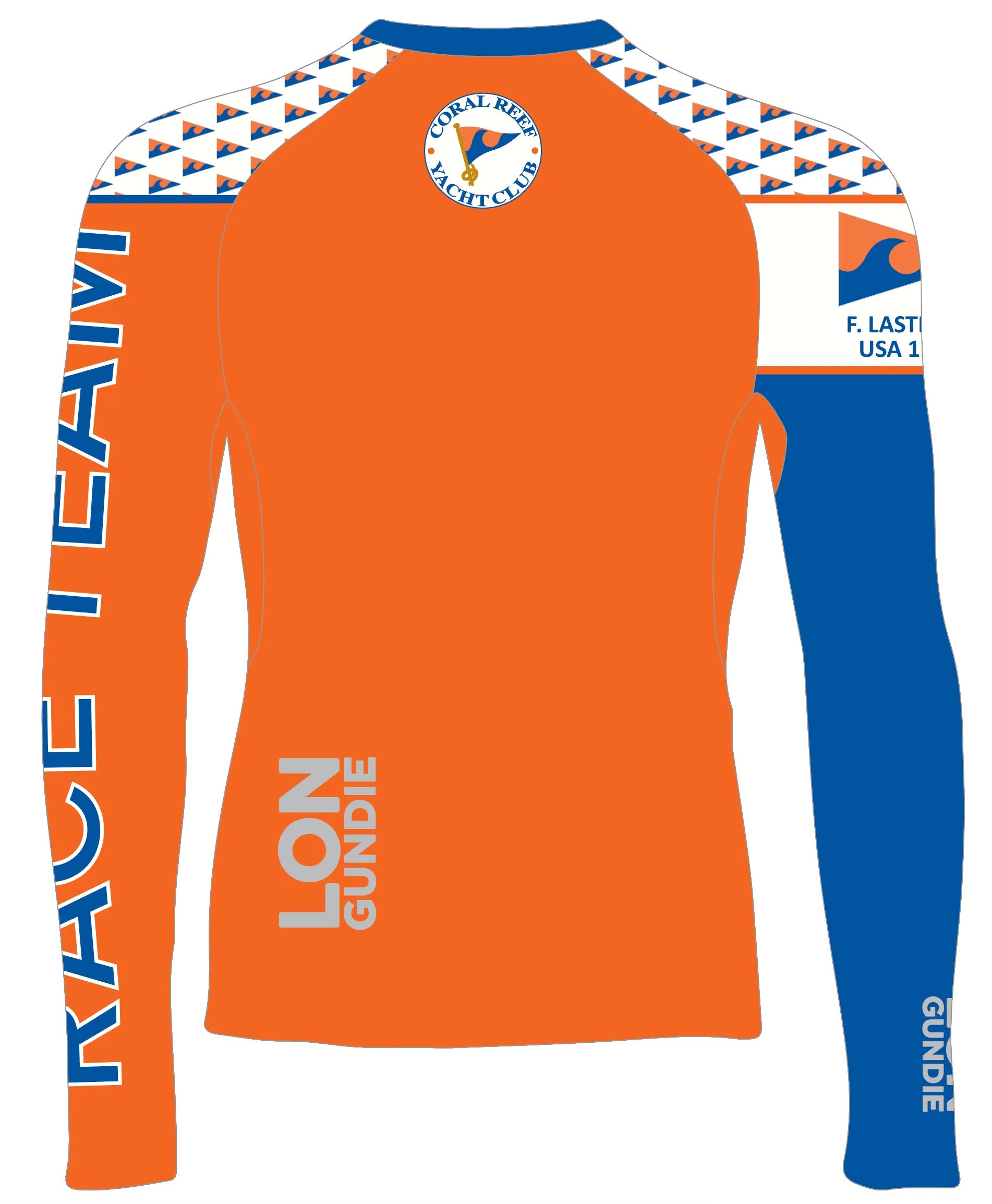 MEN RASH GUARD TOP LONG SLEEVE ORANGE | CORAL REEF YACHT CLUB | PSNLZ'D