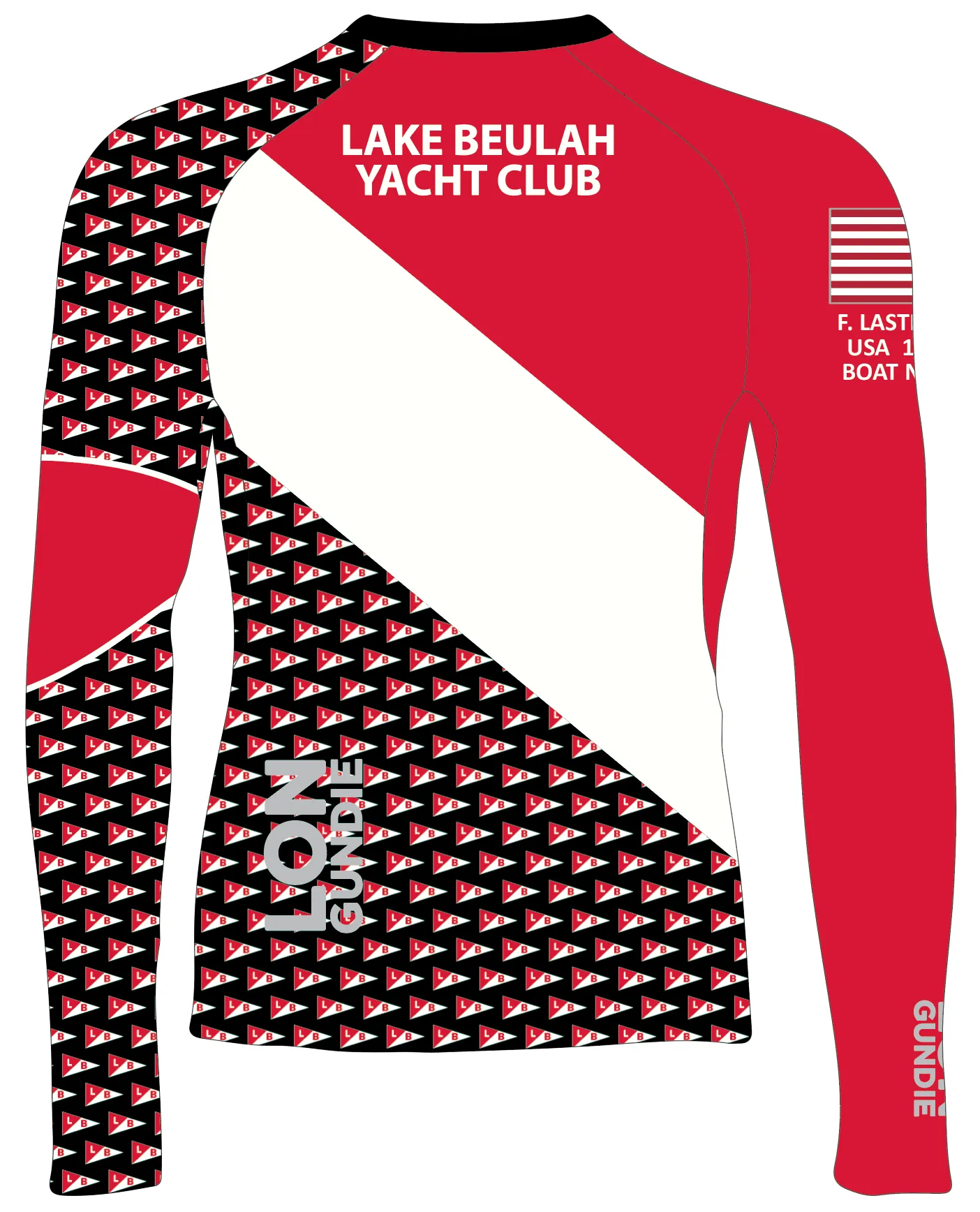 MEN RASH GUARD TOP LONG SLEEVE RED | LAKE BEULAH YACHT CLUB | PSNLZ'D