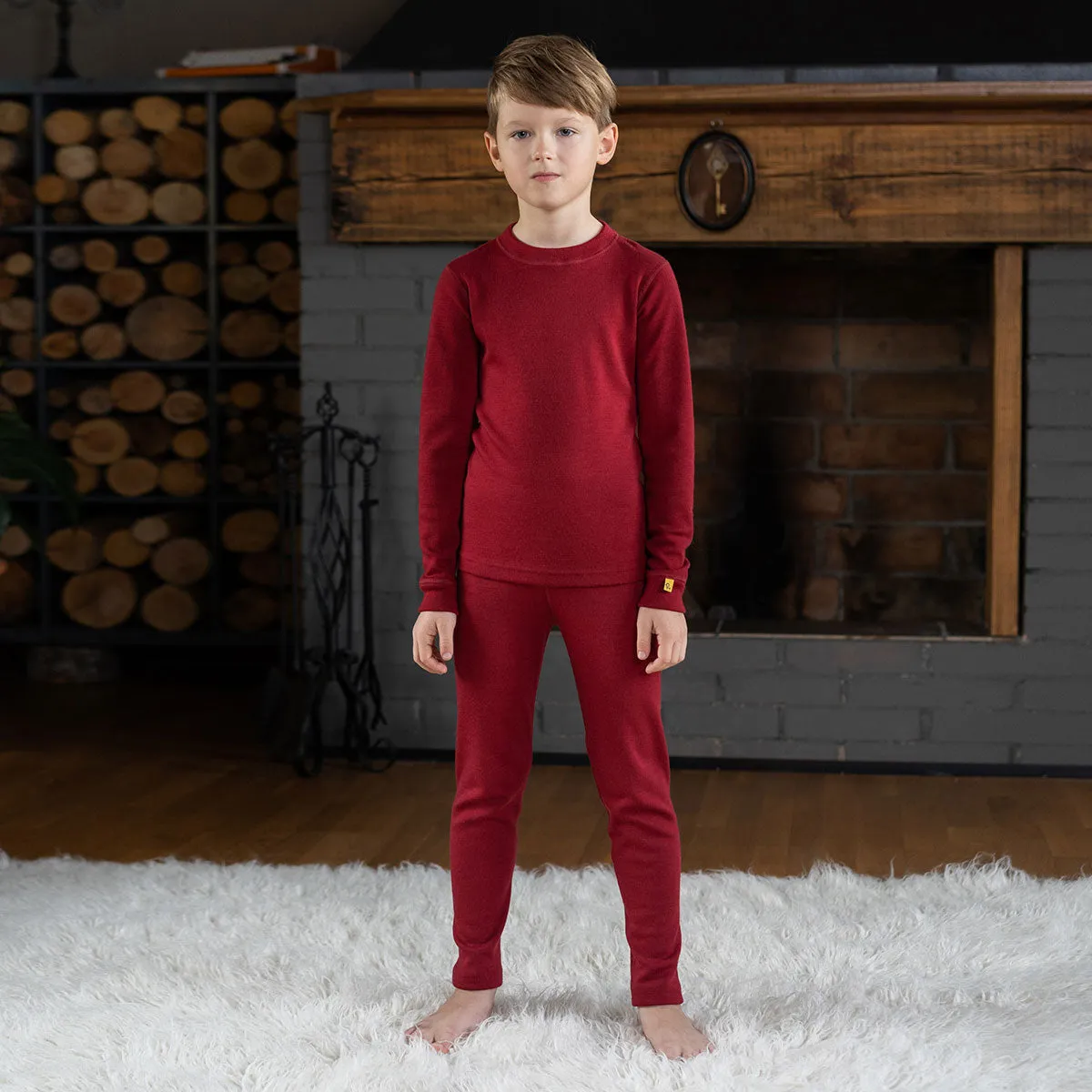 MENIQUE 100% Merino Wool Kids Pants Royal Cherry