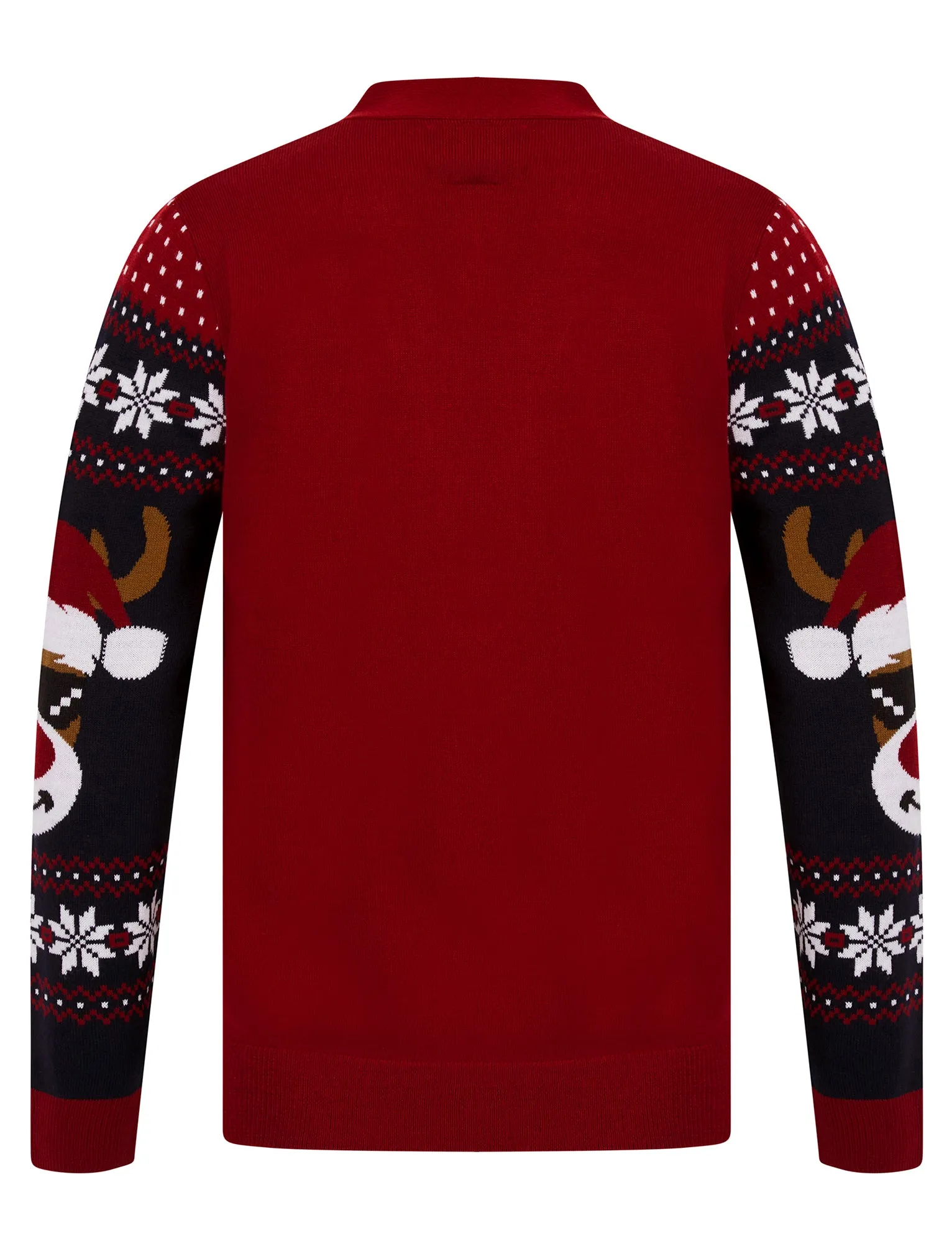 Men's Deer Festive Pattern Novelty Knitted Christmas Cardigan in Red - Merry Christmas