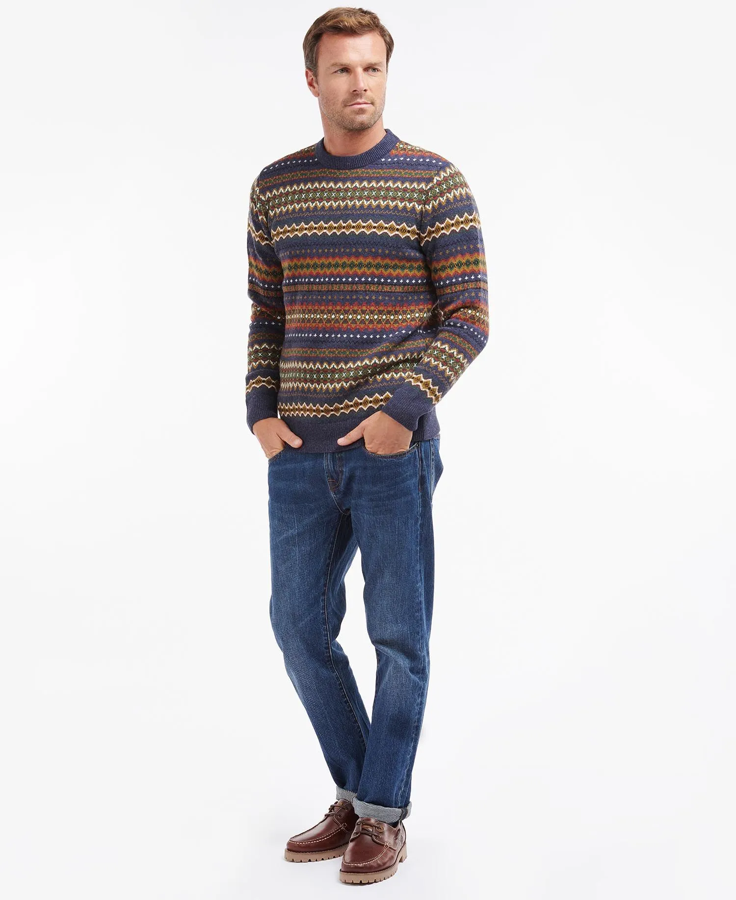 Men's Fairisle Crew Jumper - Navy Marl