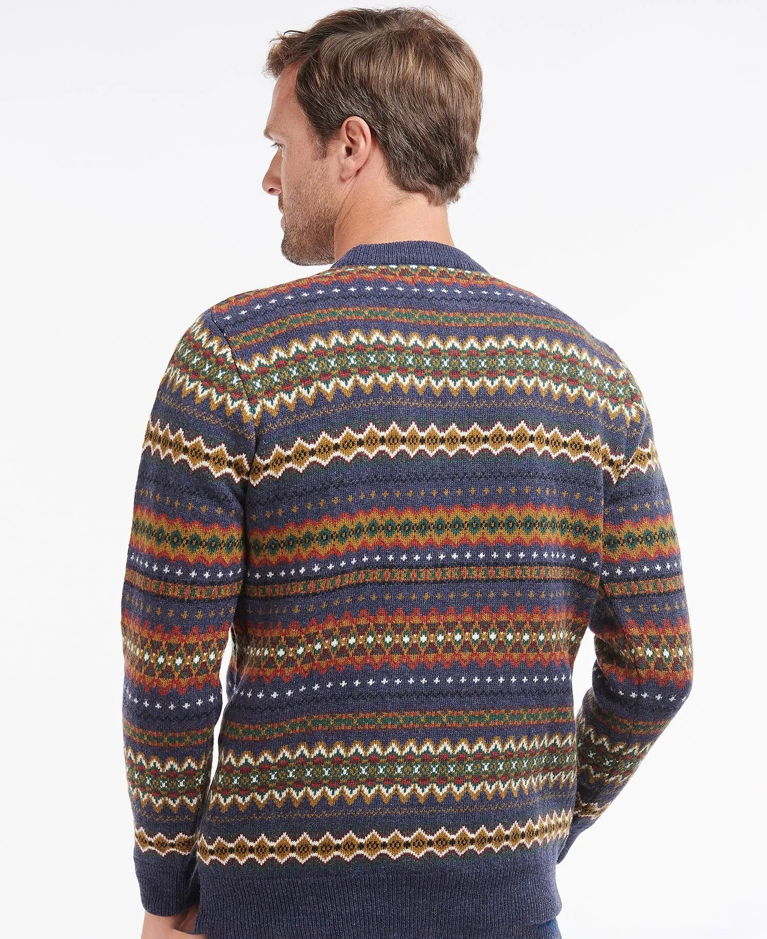 Men's Fairisle Crew Jumper - Navy Marl