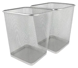 Mesh Square Wastebasket, 6 Gallon, 2pk (Silver) - Lightweight Garbage Trash Cans