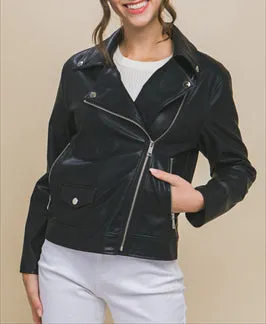 Mini Moto Vegan Leather Jacket (Assorted Colors)