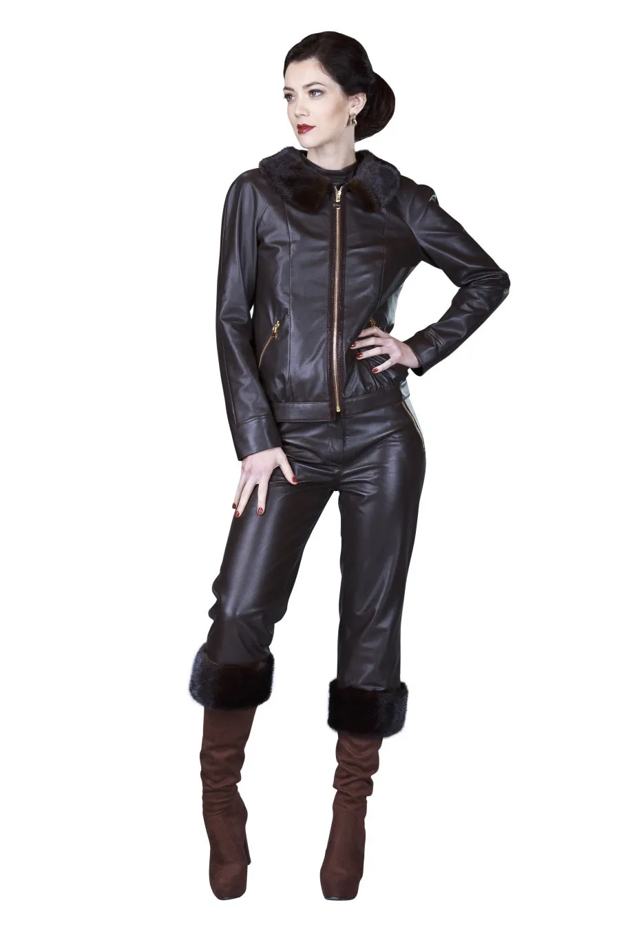 Mink Bomber Reindeer Leather Jacket- Limited Edition