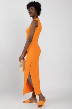 Mixed Rib Cut Out Skirt in Bright Tangerine