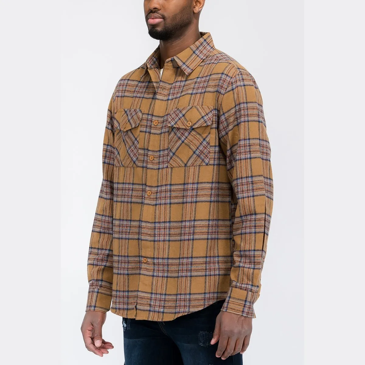 Mocha Checkered Flannel Shirt