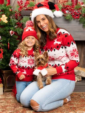 Mommy and Me Cutest Reindeer Knit Sweater